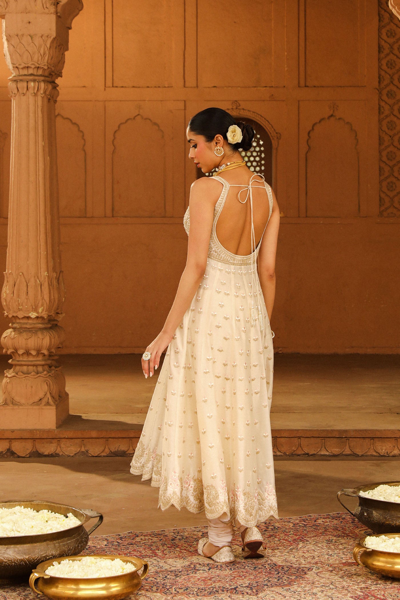 Mansi Ugale In Wafiya - Daisy Ivory Ankle Length Anarkali with Chooridaar and Dupatta