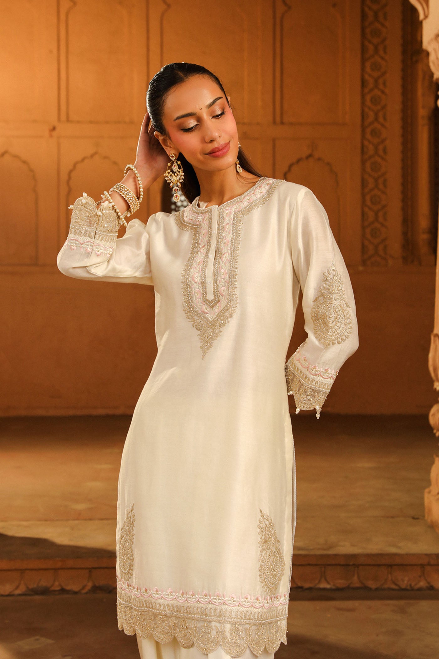 Anika- Daisy Ivory kurta with Dhoti