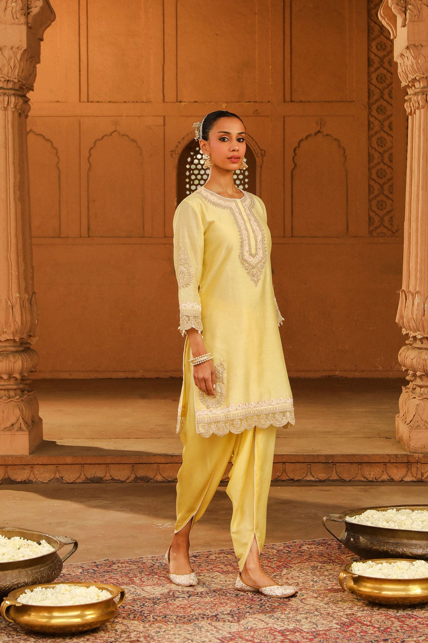 Anika - Lemon Yellow Kurta with dhoti