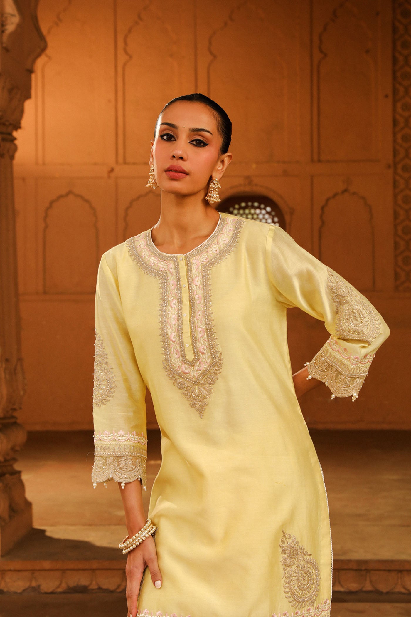 Anika - Lemon Yellow Kurta with dhoti