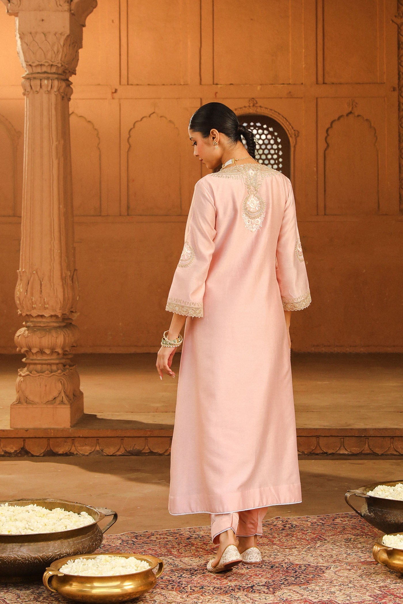 Sanvi - Blush Pink Long Choga with Salwar (Lxrts)
