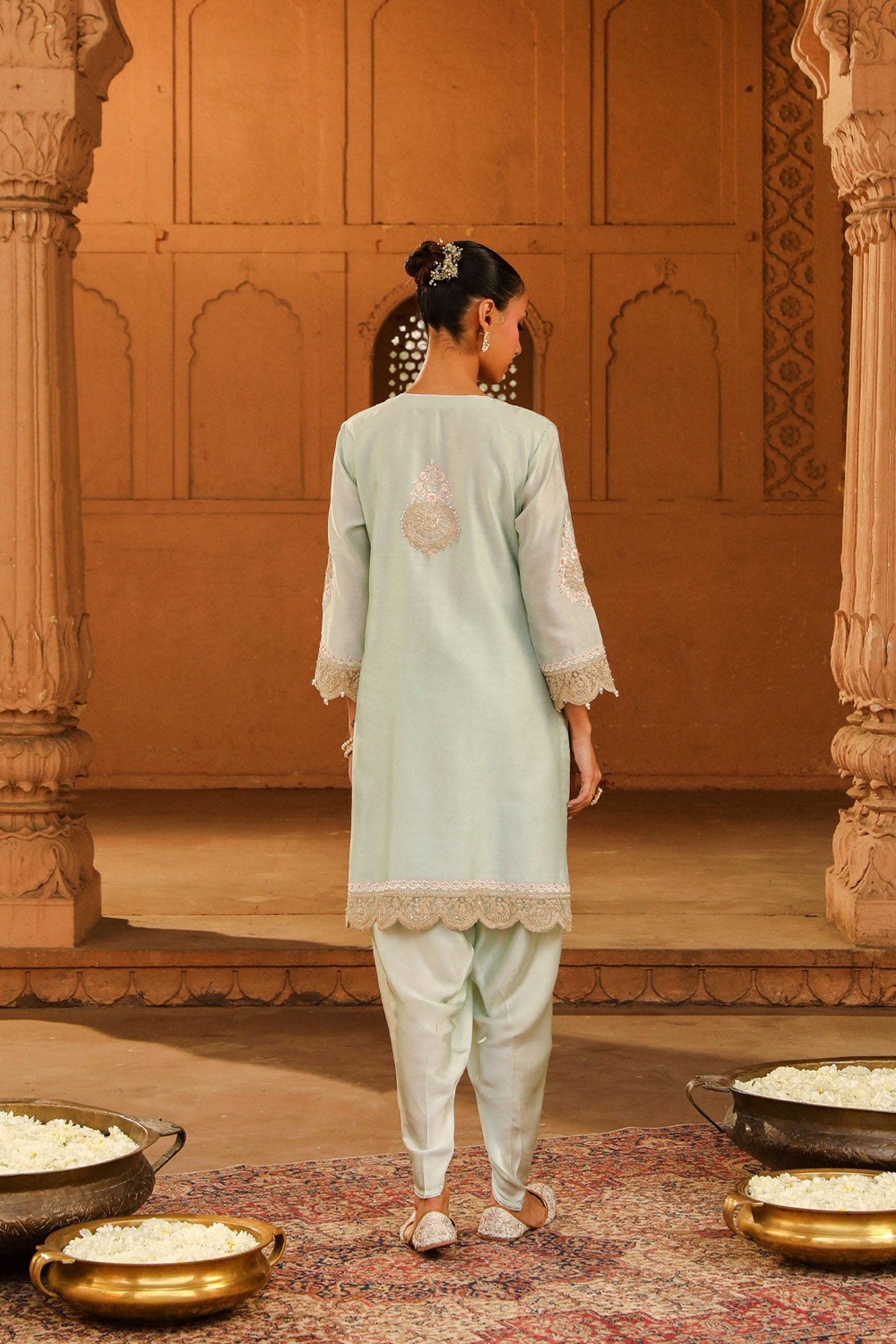 Khushnaz Ashdin In Ernika - Misty Green Kurta with dhoti
