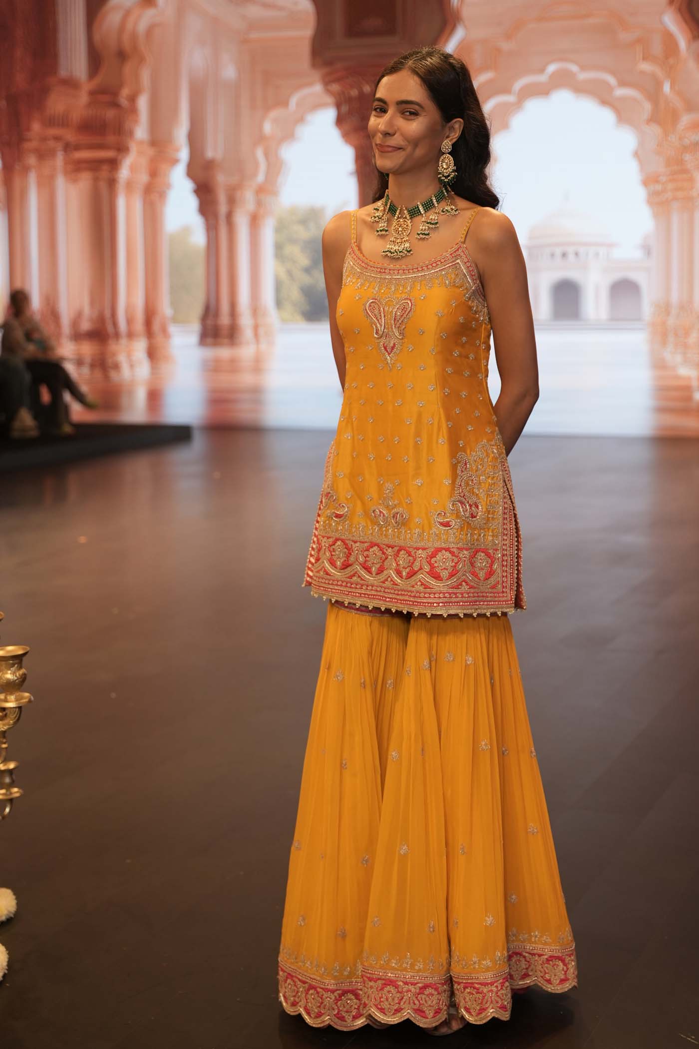 Mehan - Mustard Short Kurta with Garara