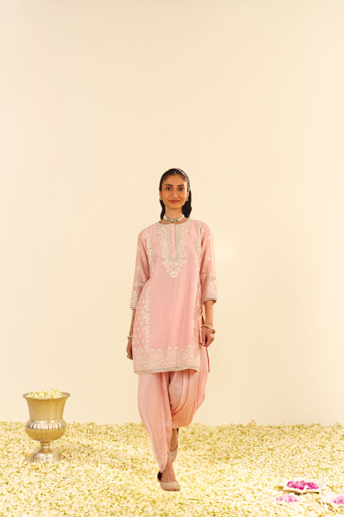 Zaisha - Blush Pink Short Kurta With Dhoti