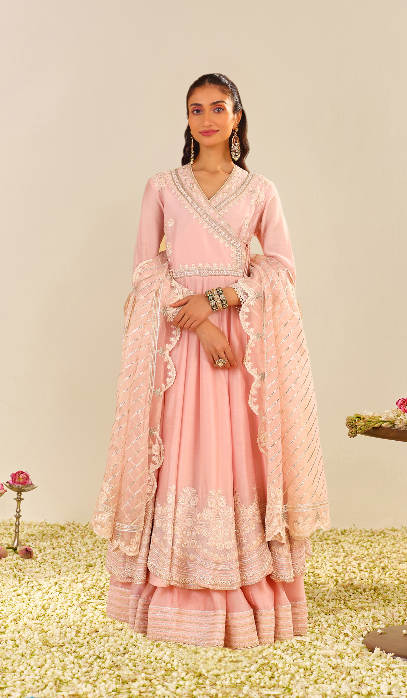 Ameena Long Anarkali With Skirt Pink XXS Without Dupatta