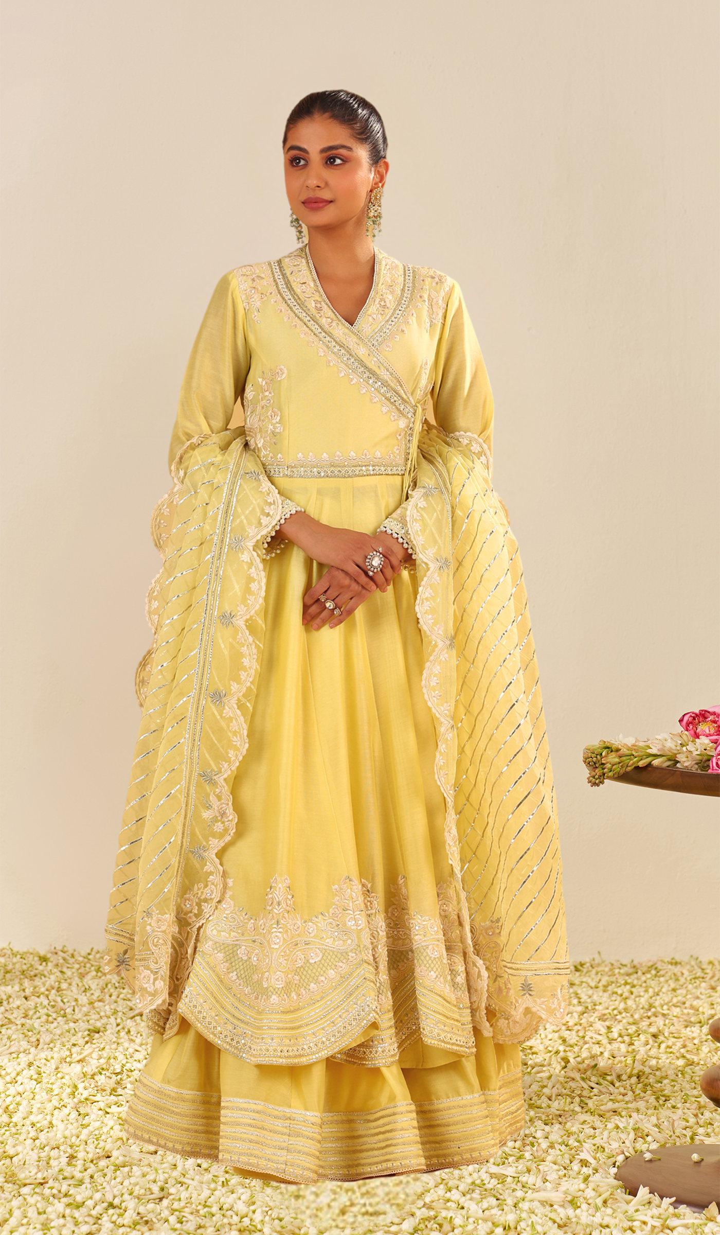 Ameena Long Anarkali With Skirt Lemon Yellow XXS Without Dupatta