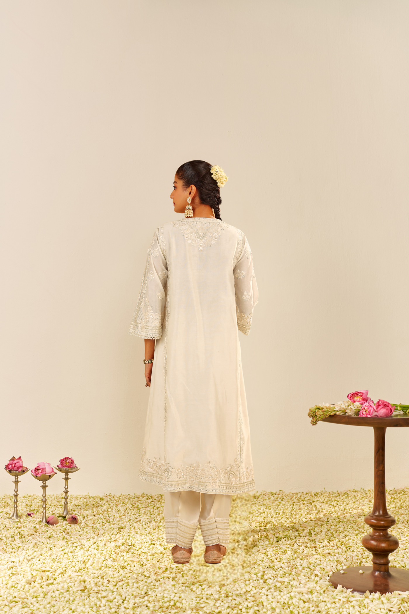 Maziya - Daisy Ivory Long Chauga With Salwar