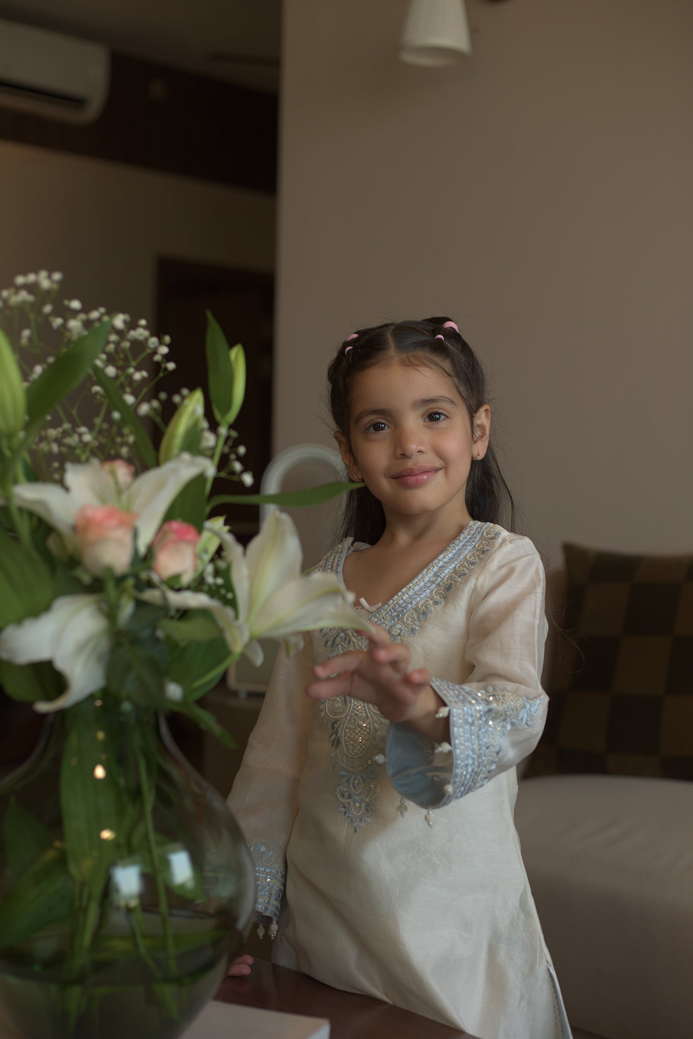 Sahabat - Daisy Ivory With Blue Kaaftan With Salwar