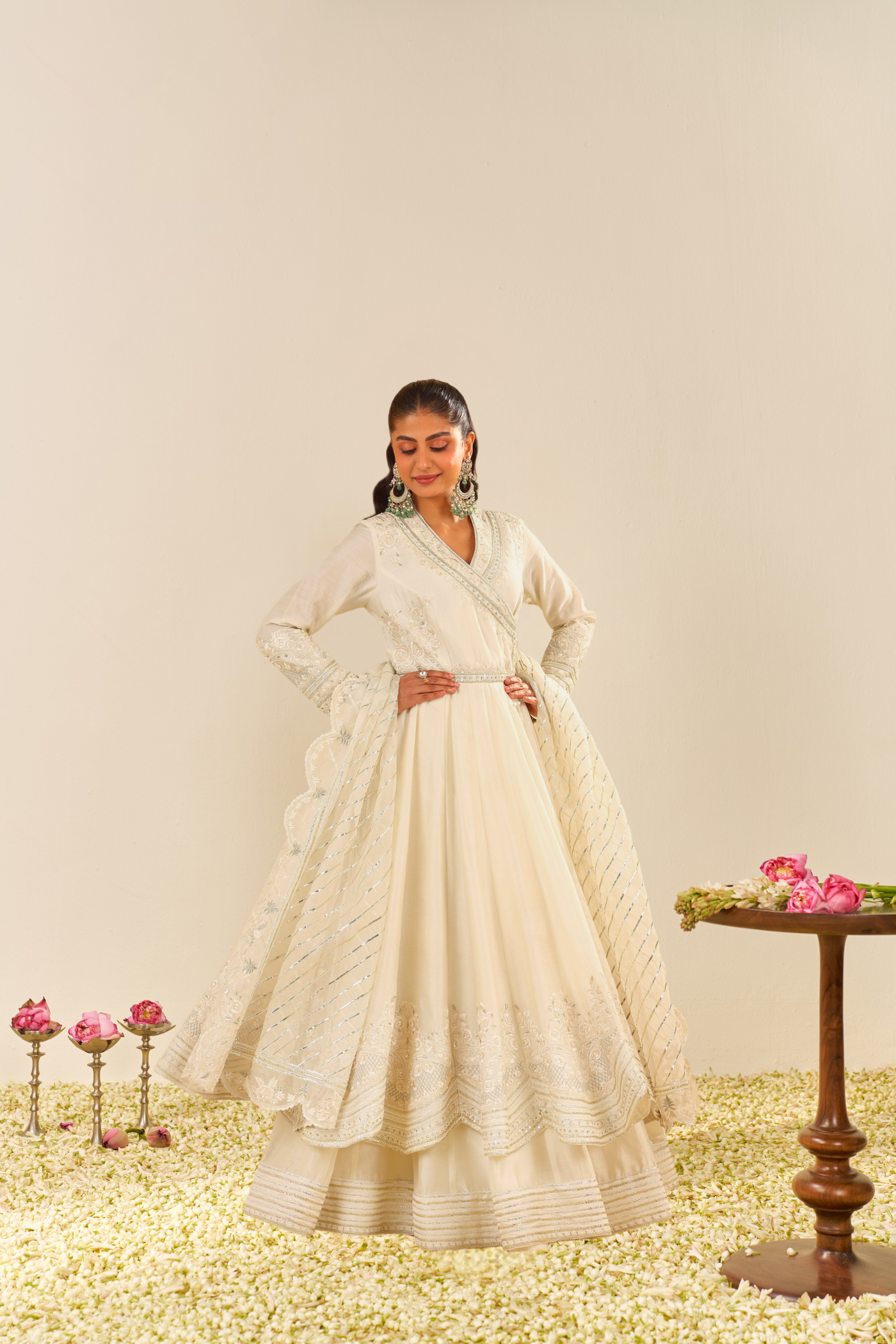 Ameena - Daisy Ivory Long Anarkali With Skirt