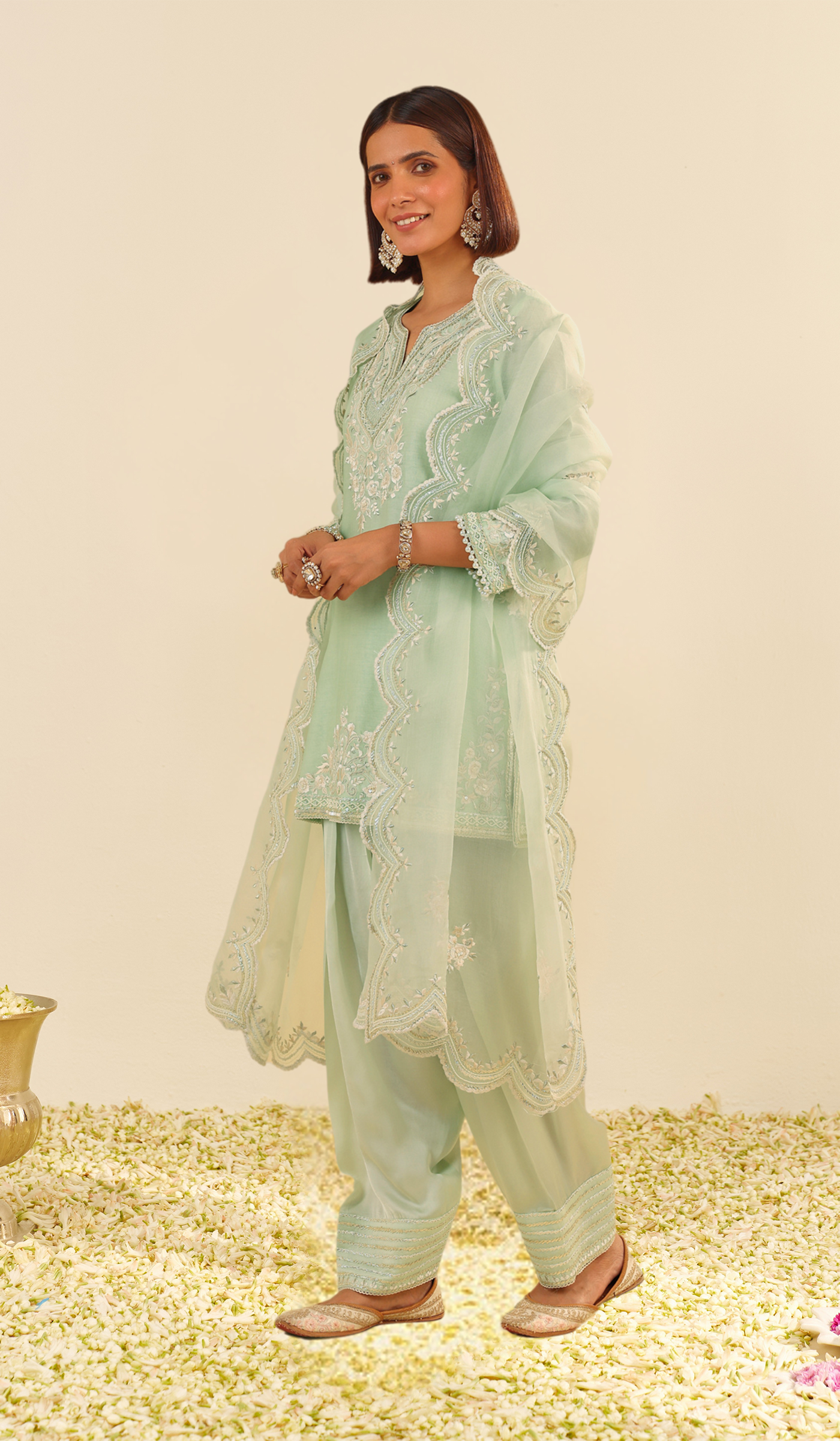 Haniya - Mint Green Short Kurta With Salwar (LXRTS)