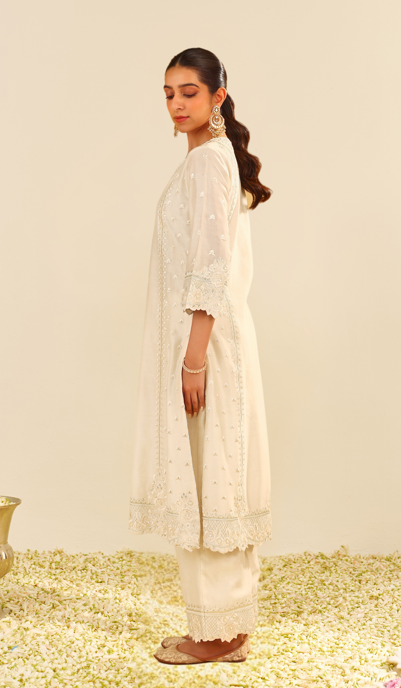 Sumaiya - Daisy Ivory A-Line Kurta With Palazzo (LXRTS)