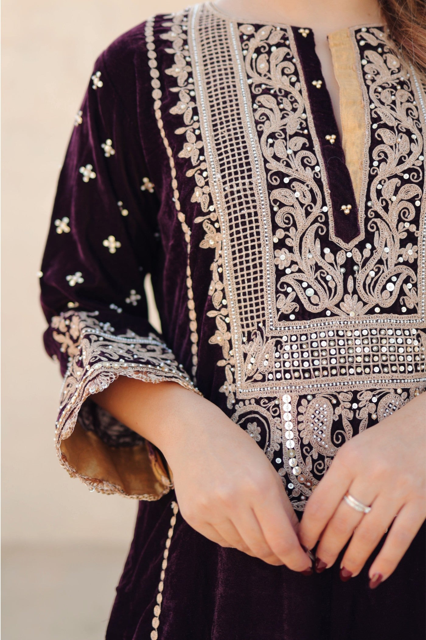 Marya - Silk Velvet Long A-line Kurta with Salwar (RTS)