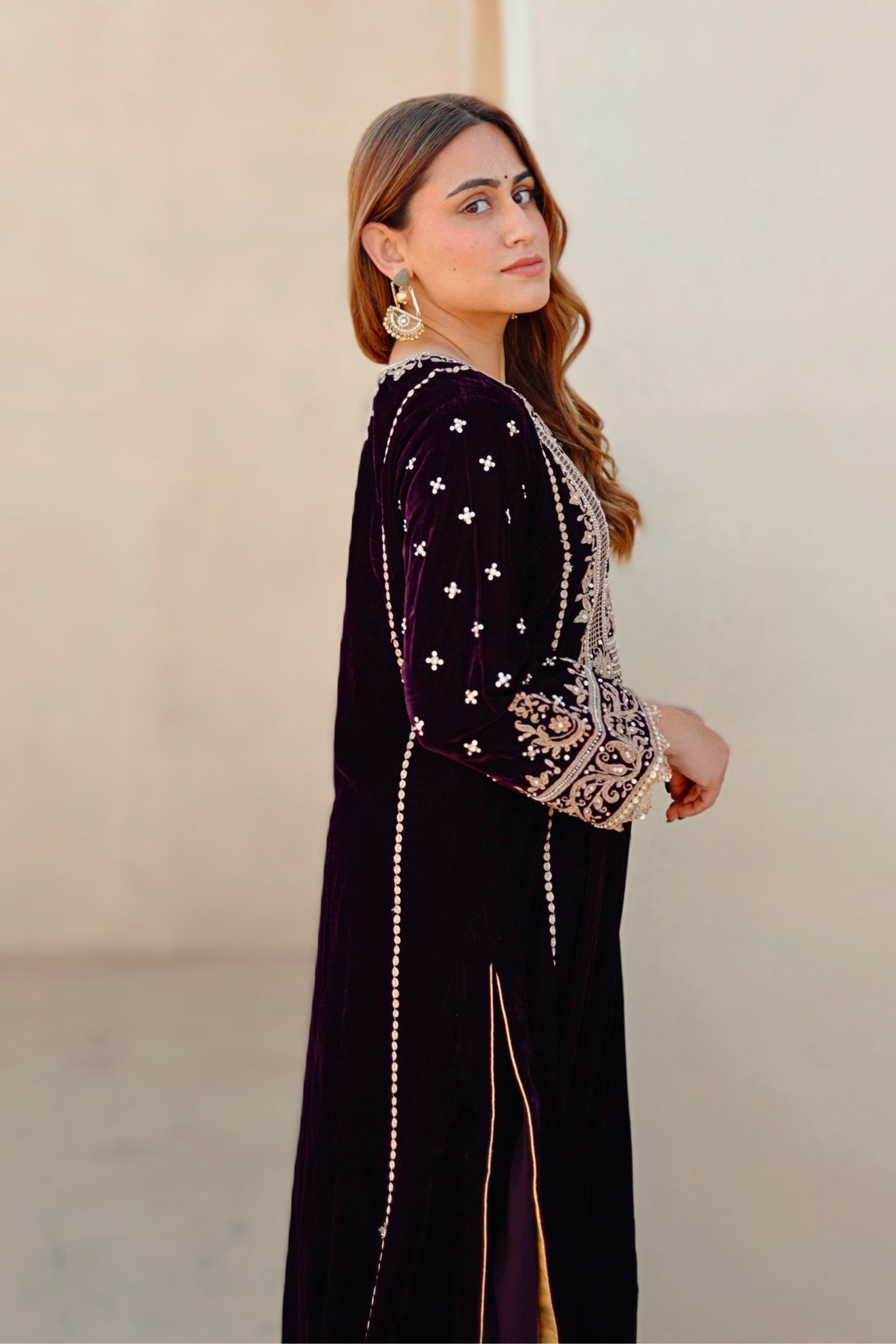 Marya - Silk Velvet Long A-line Kurta with Salwar (RTS)