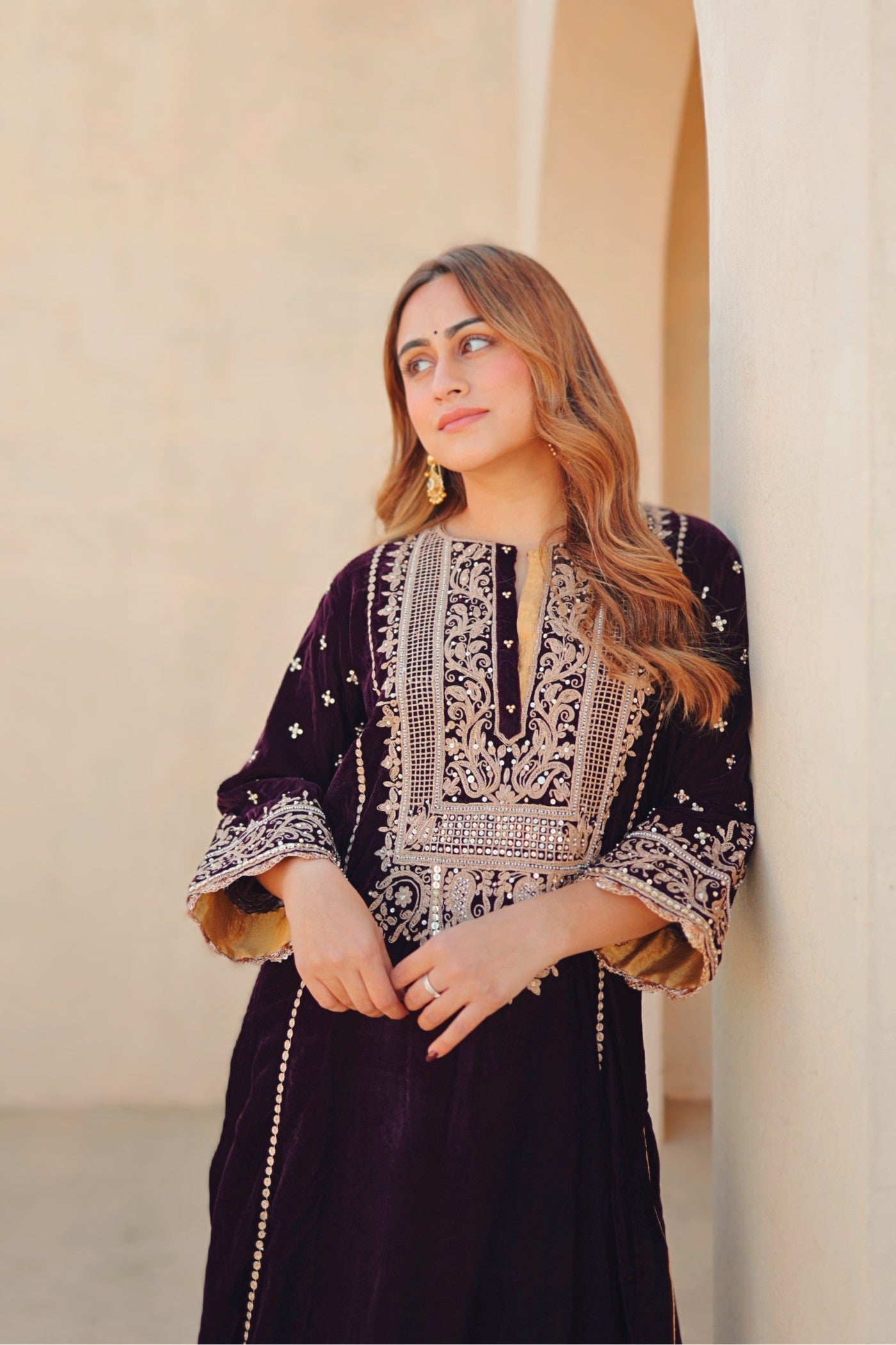 Marya - Silk Velvet Long A-line Kurta with Salwar (RTS)