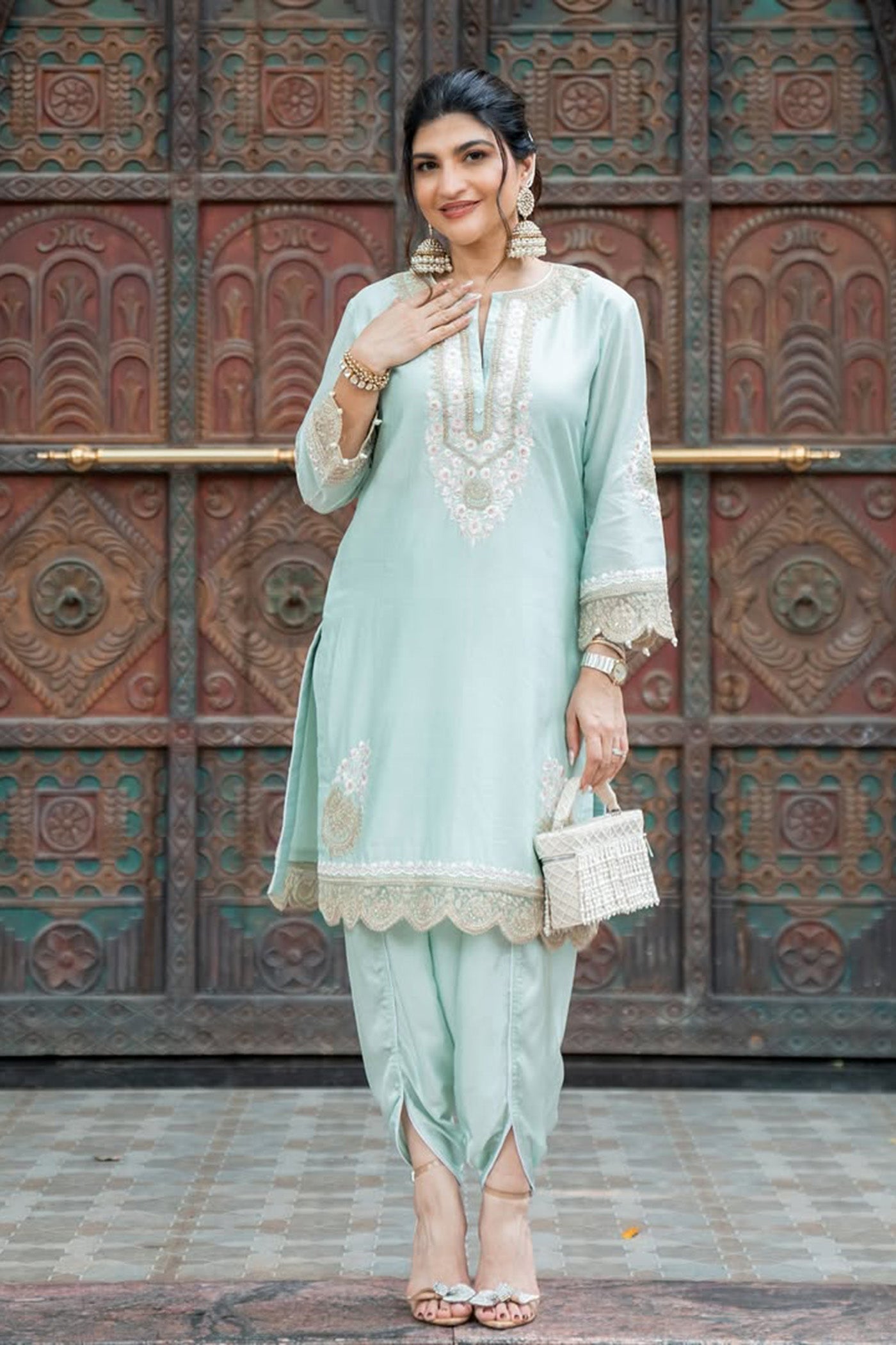 Ernika - Misty Green Kurta with dhoti (RTS)