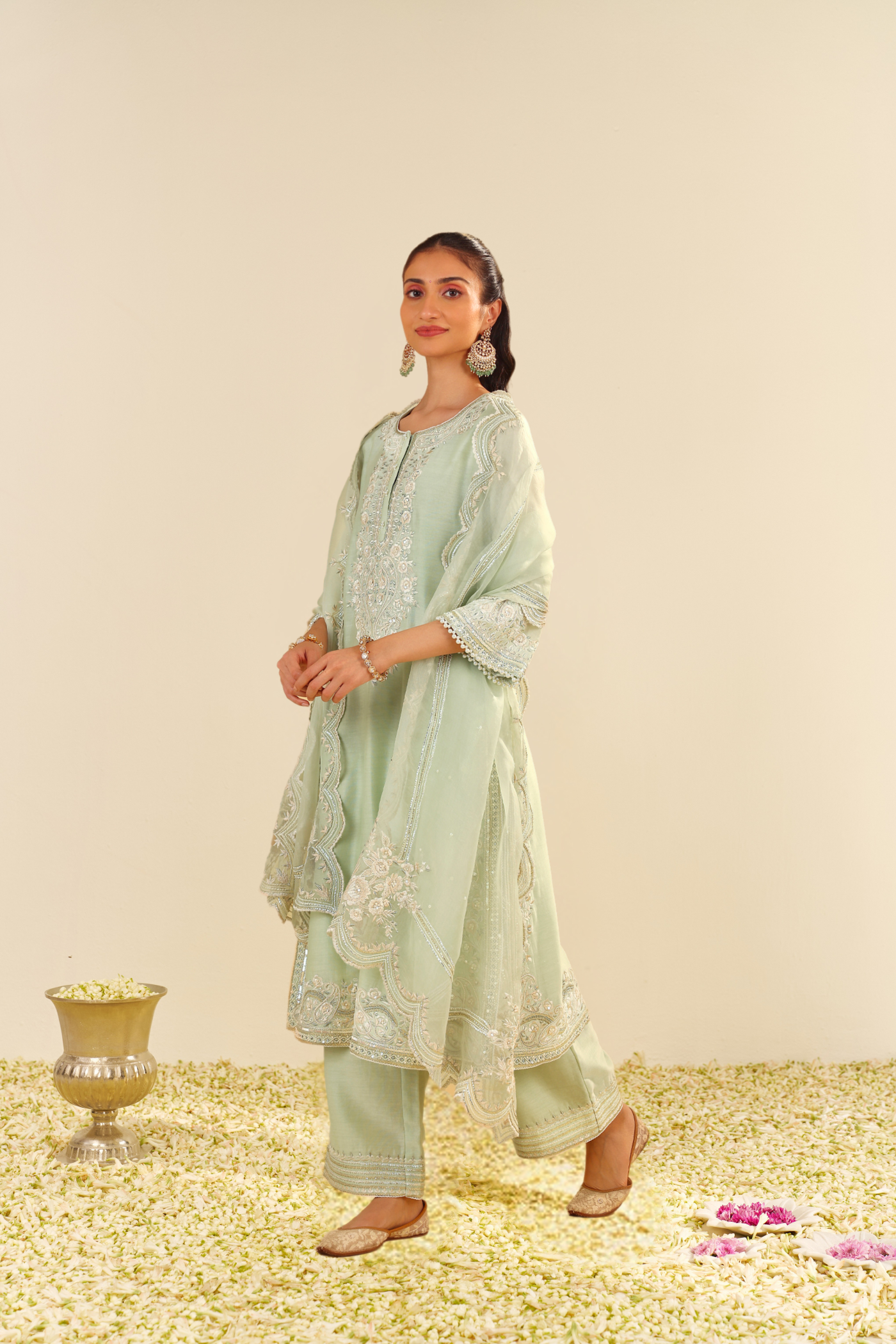 Sereen - Mint Green A-Line Kurta With Palazzo