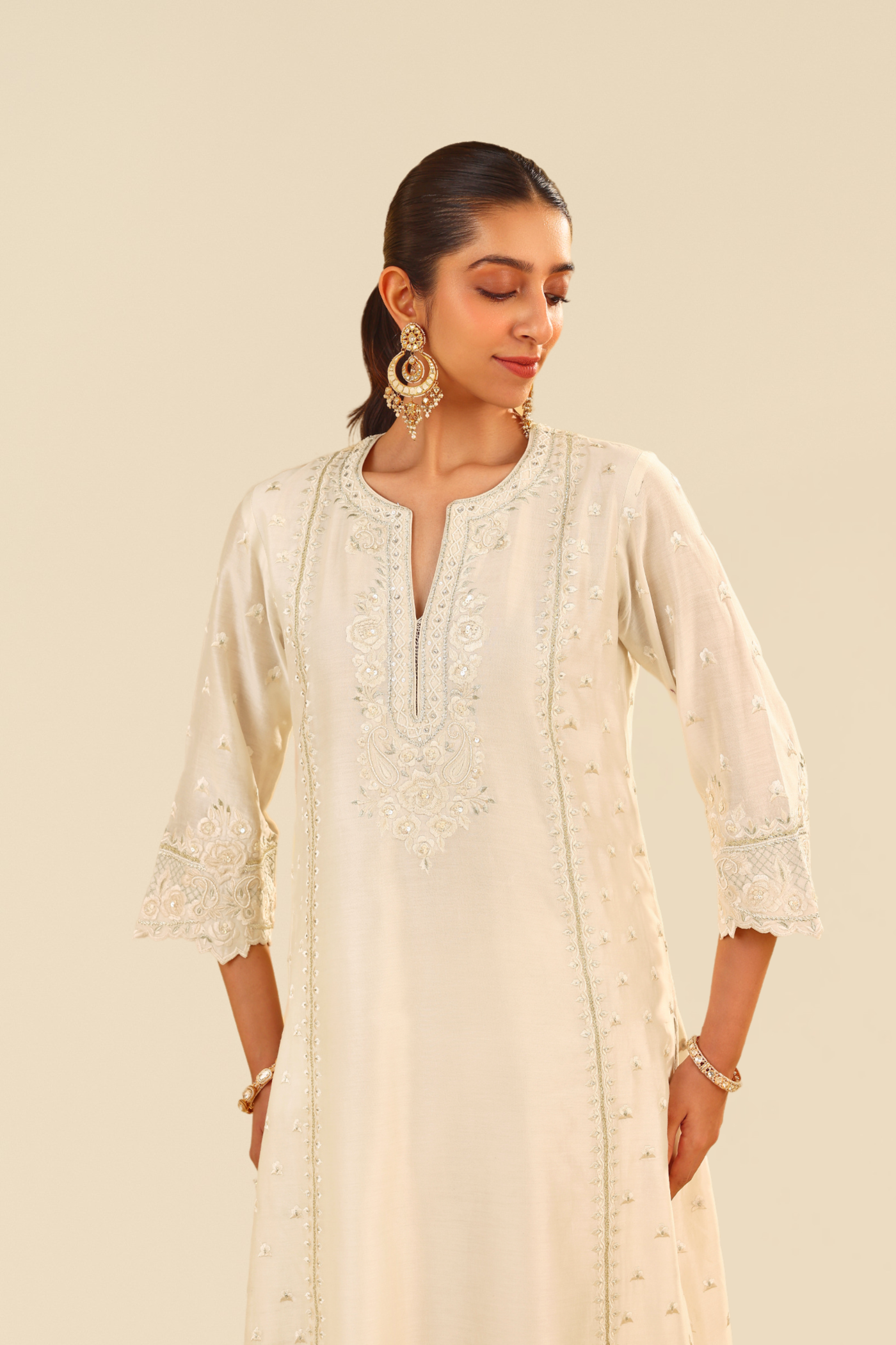 Sumaiya - Daisy Ivory A-Line Kurta With Palazzo