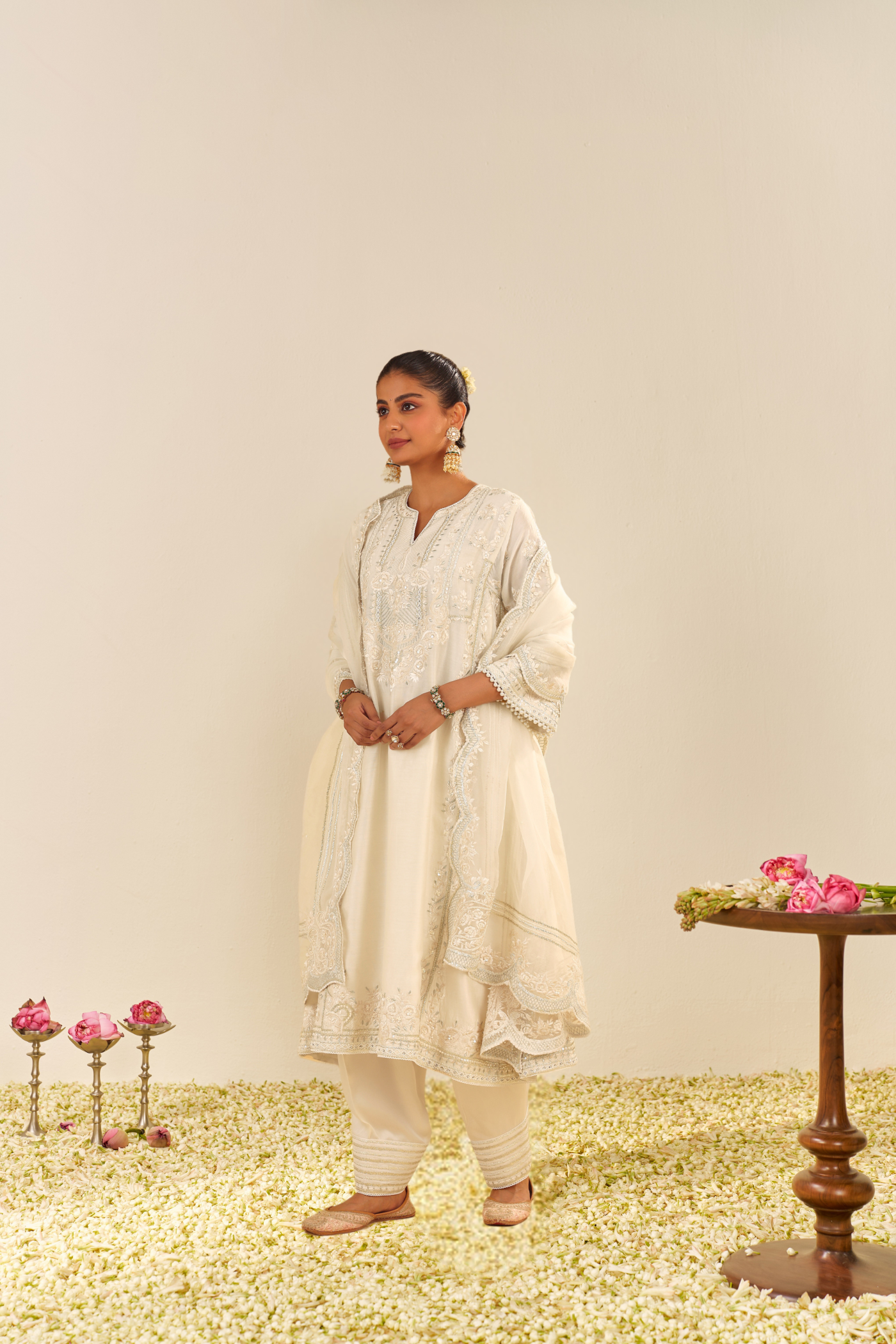 Maziya - Daisy Ivory Long Chauga With Salwar