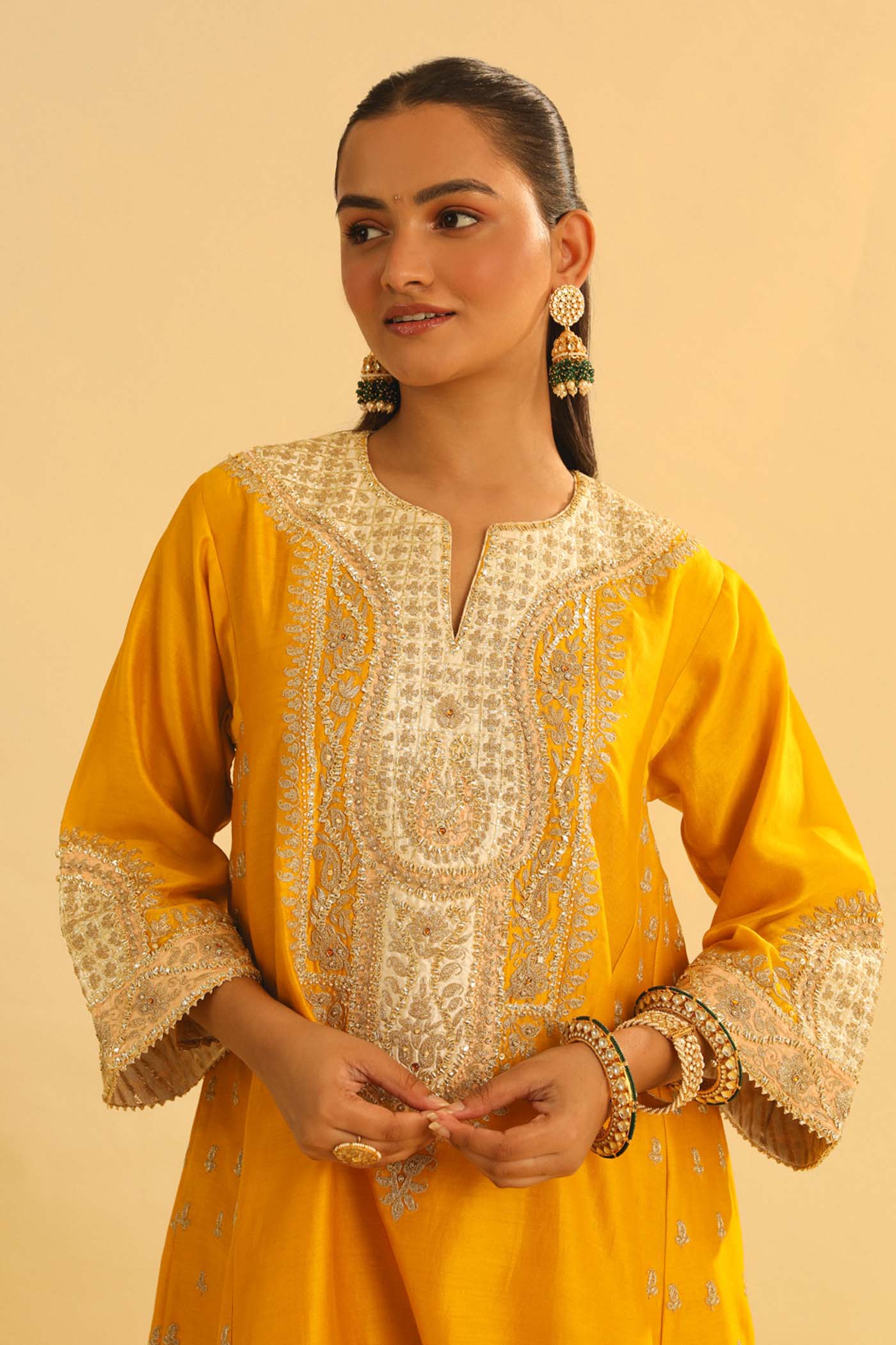 Arisana - Mustard Short Kalidaar Choga with Salwar (Lxrts)
