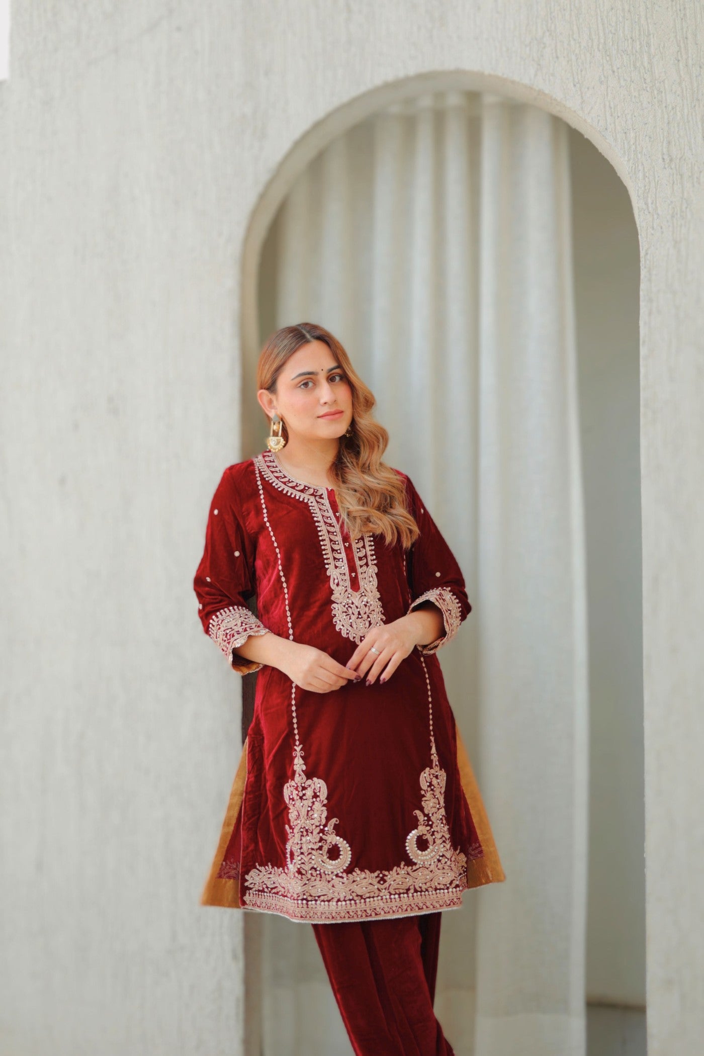 Ayat - Silk Velvet Short Kurta with Salwar (RTS)
