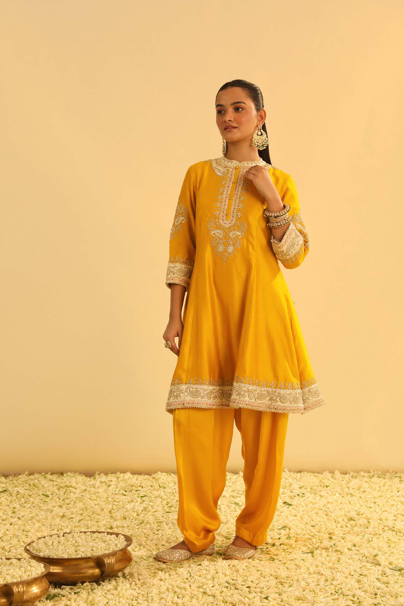 Amani - Mustard A-line Kurta with Salwar & Dupatta (RTS)