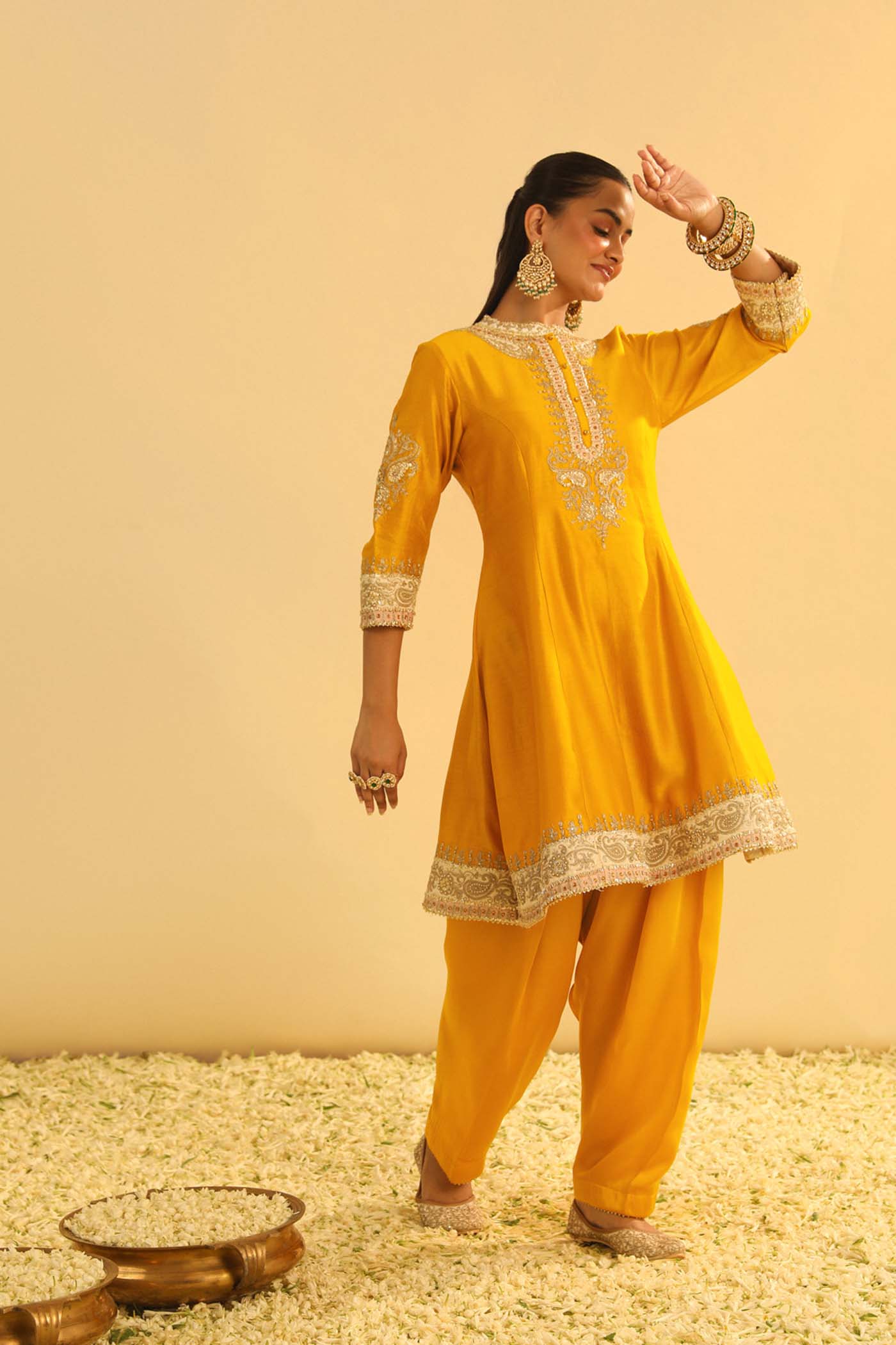 Amani - Mustard A-line Kurta with Salwar & Dupatta (RTS)