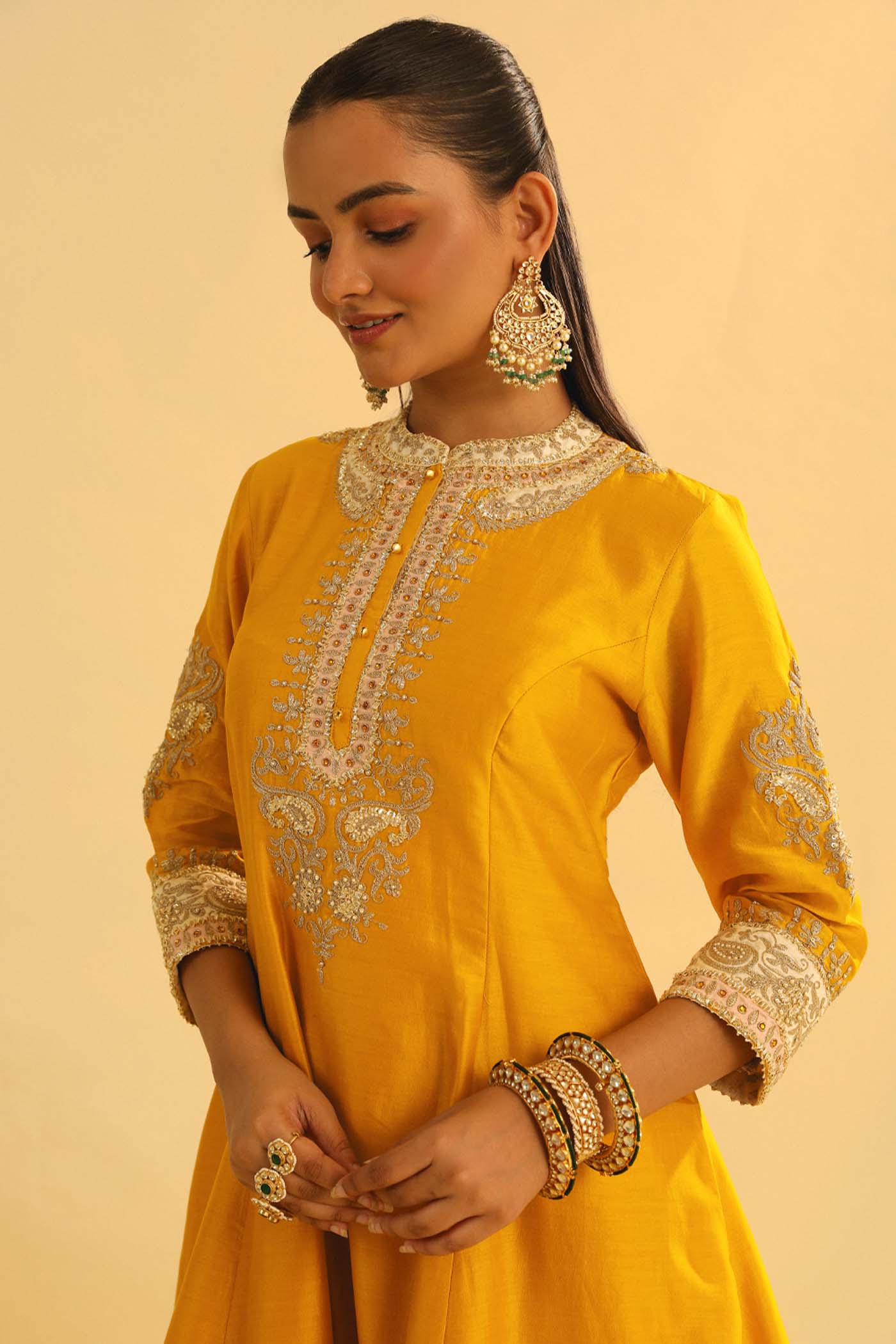 Amani - Mustard A-line Kurta with Salwar & Dupatta (RTS)