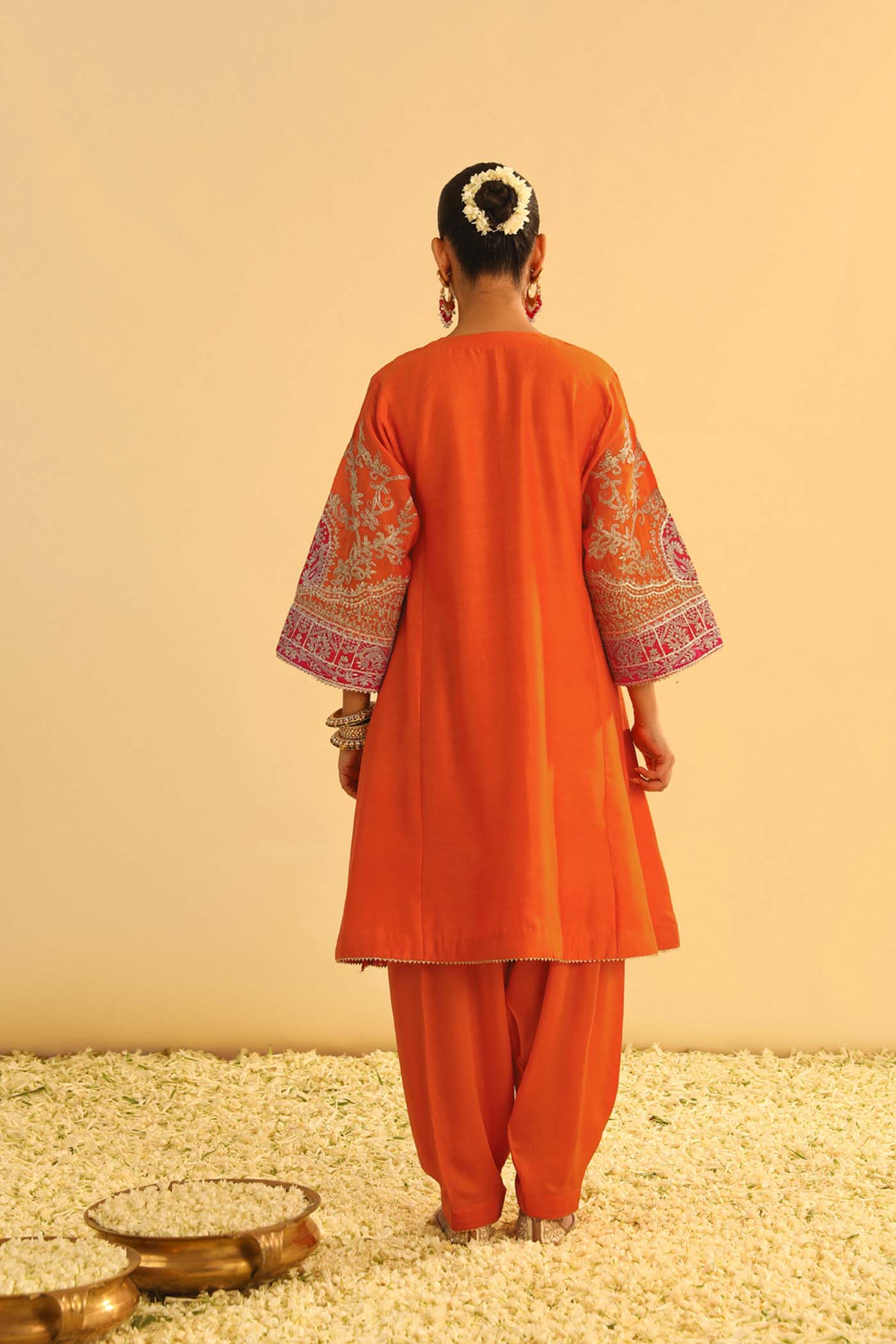SRISHTI WADHWA IN MOHSINA - ORANGE SHORT KALIDAAR CHOGA WITH SALWAR