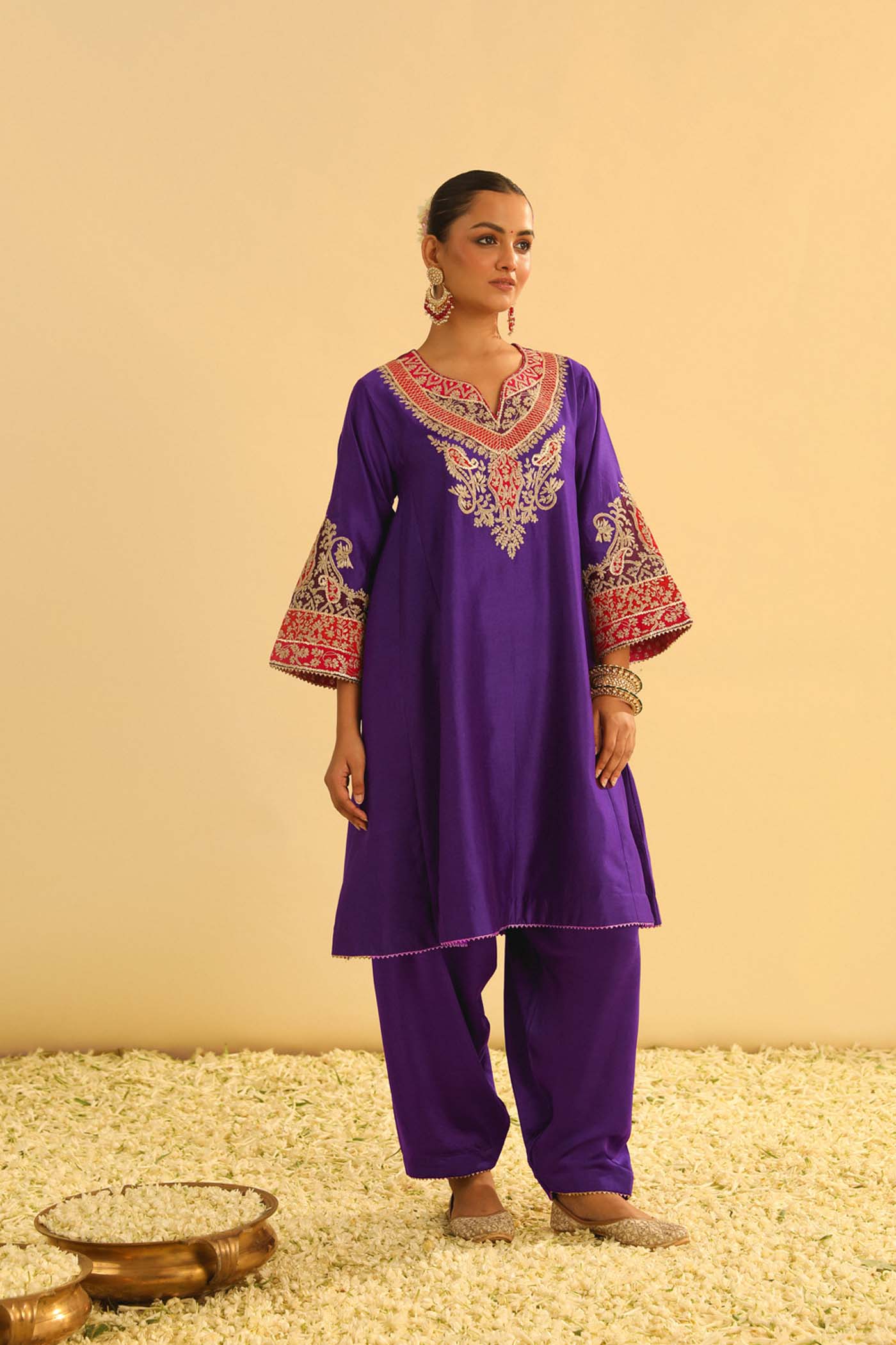 MEHRISH - PURPLE SHORT KALIDAAR CHOGA WITH SALWAR (LXRTS)