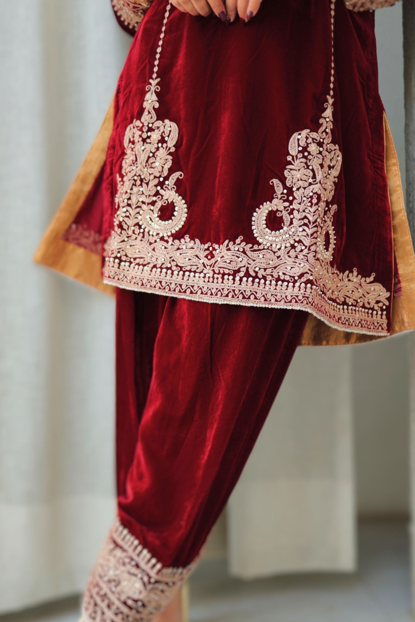 Ayat - Silk Velvet Short Kurta with Salwar (RTS)