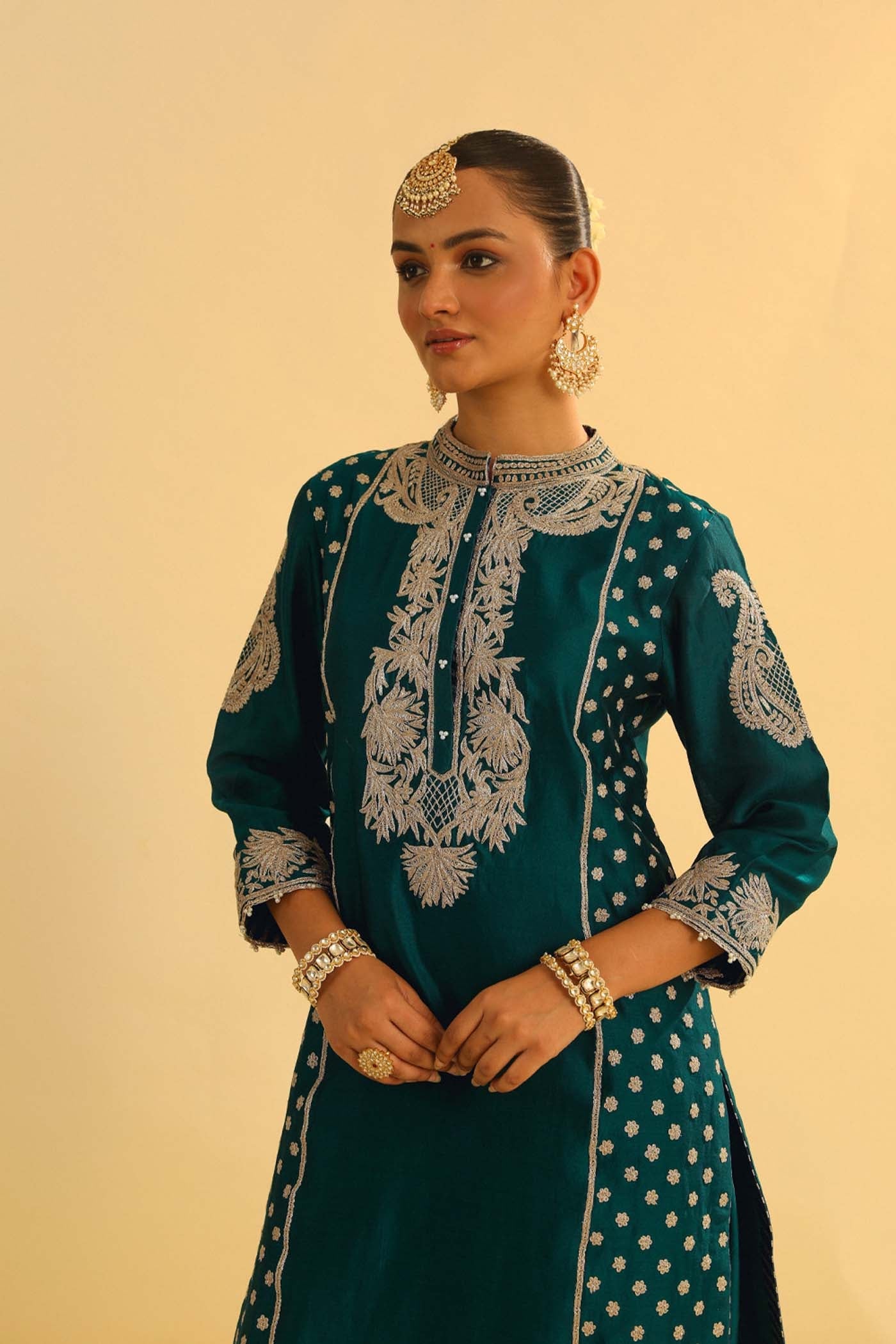 Aabish - Emerald Green Kurta Dhoti Set (Lxrts)