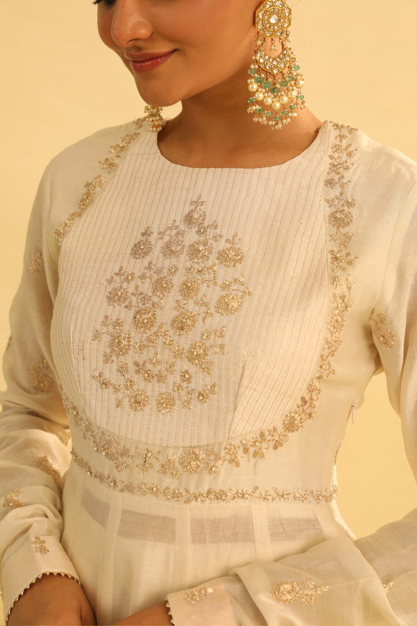Shahana - Daisy Ivory Peplum Kurta with Garara and Dupatta (Lxrts)