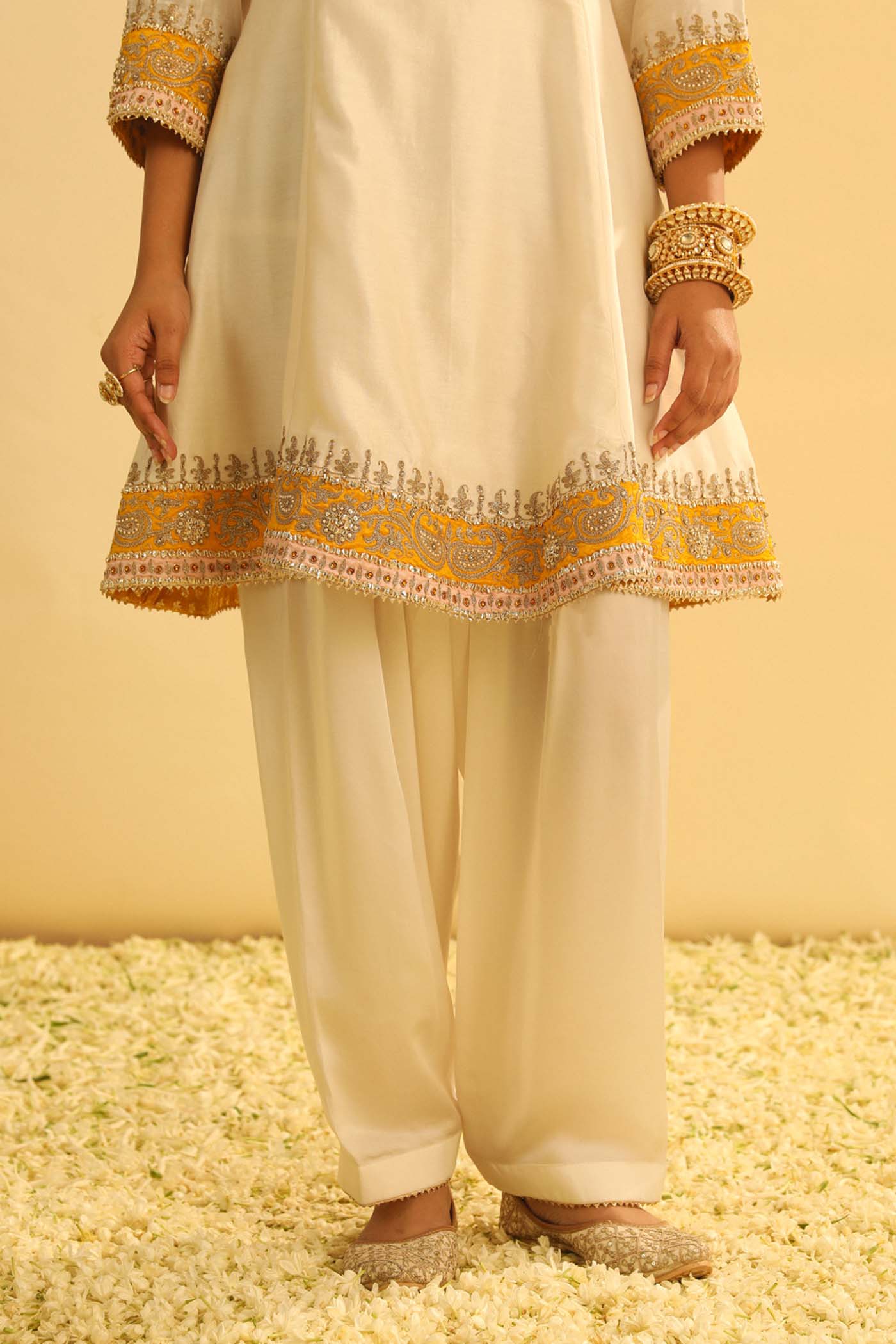 Amani - Daisy Ivory A-line Kurta with Salwar & Dupatta (Lxrts)