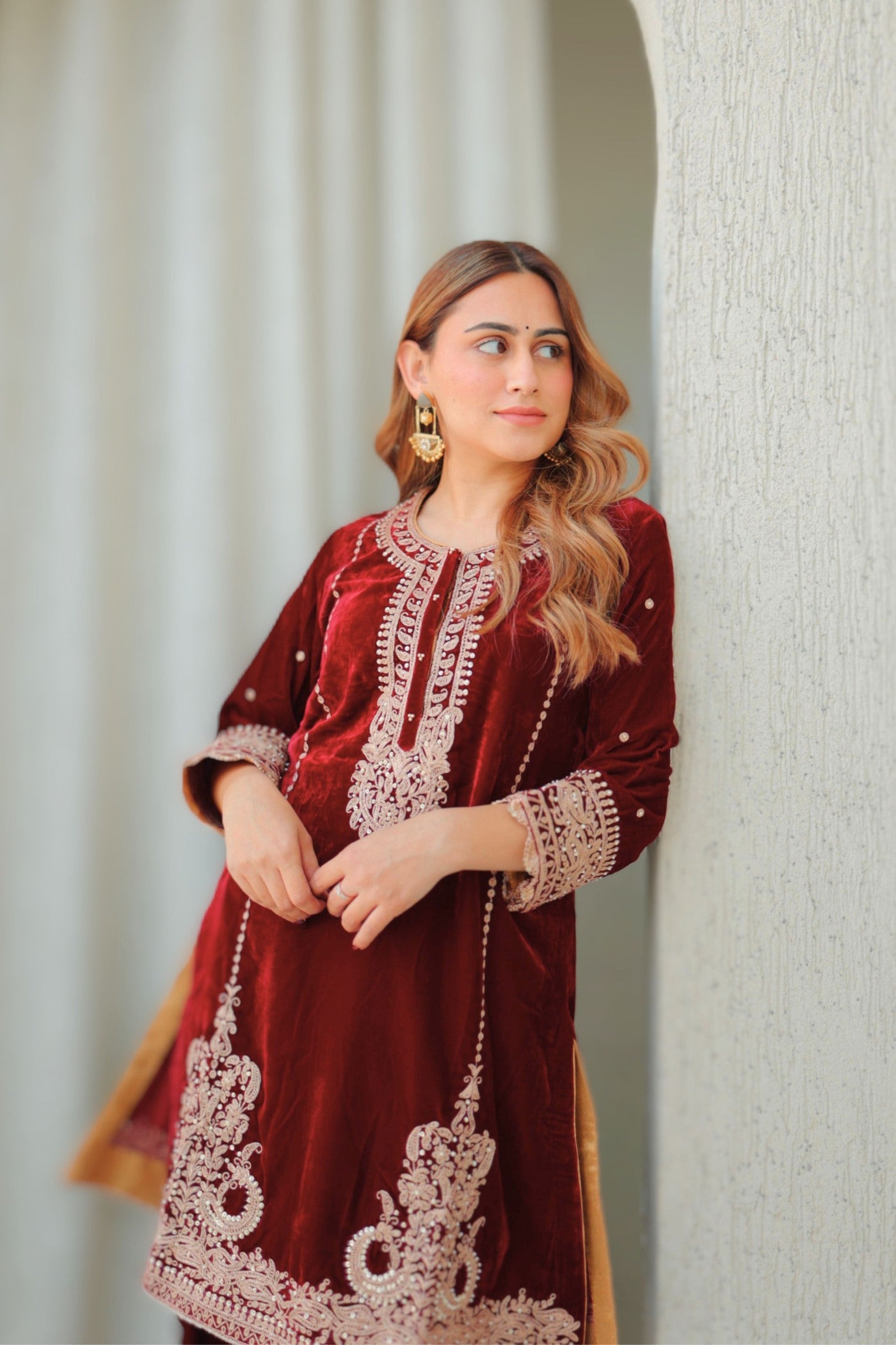 Ayat - Silk Velvet Short Kurta with Salwar (RTS)