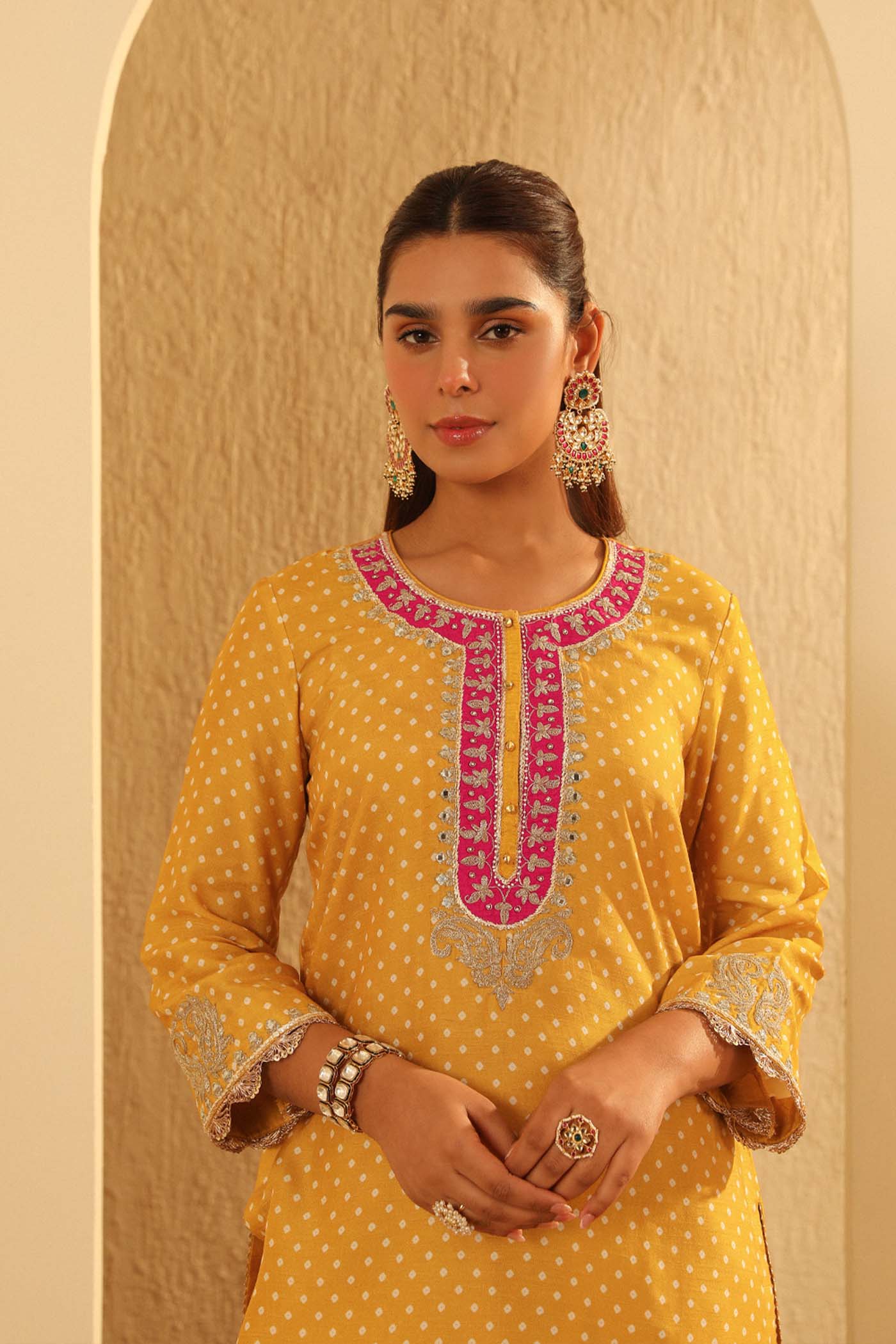 Noora - Mustard Short Kurta with Salwar (Lxrts)