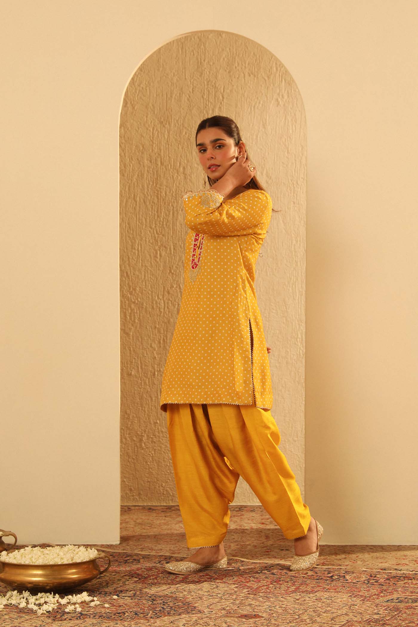Noora - Mustard Short Kurta with Salwar (Lxrts)