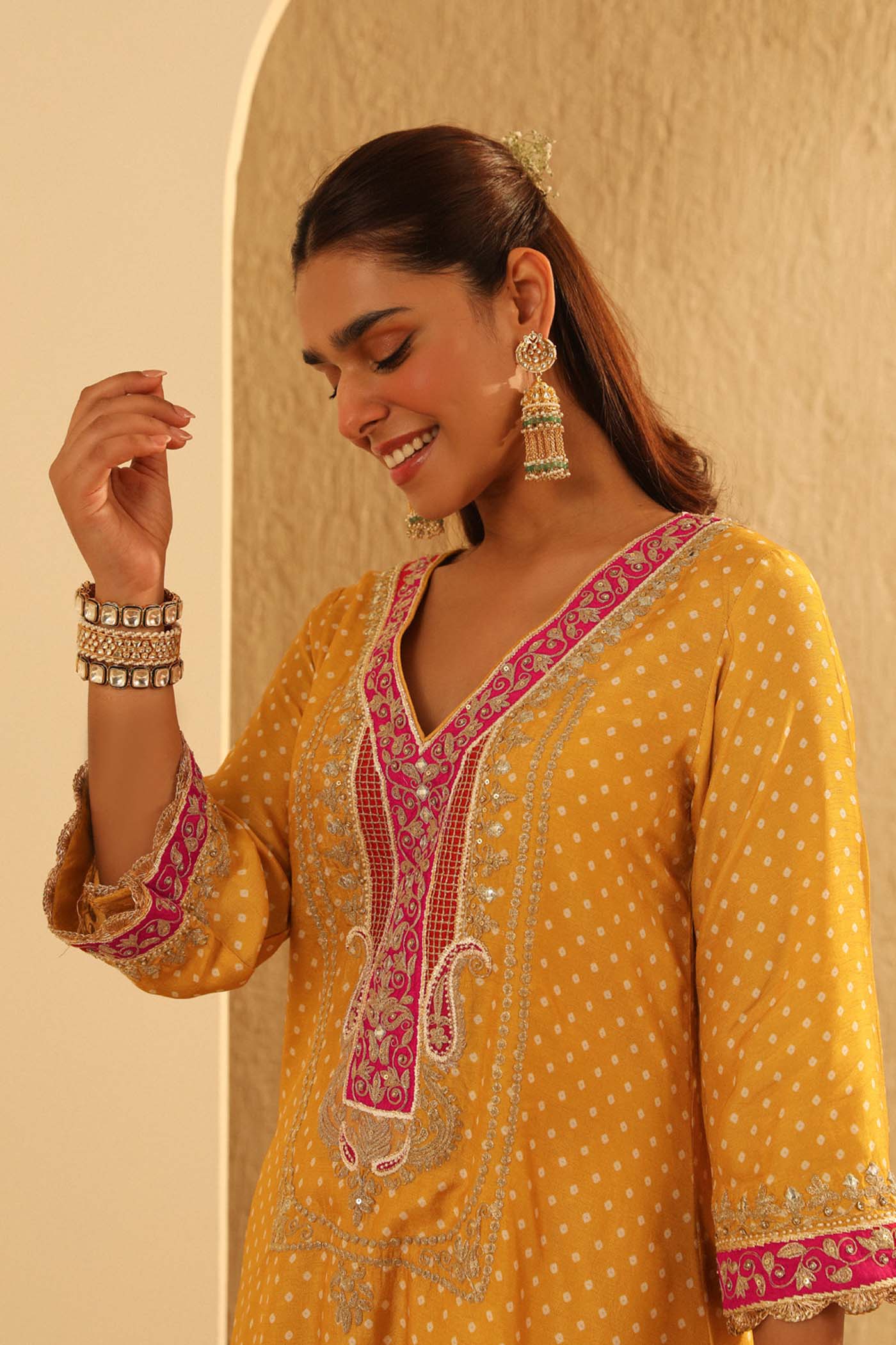 Siara - Mustard Long A-line Choga with Salwar (Lxrts)