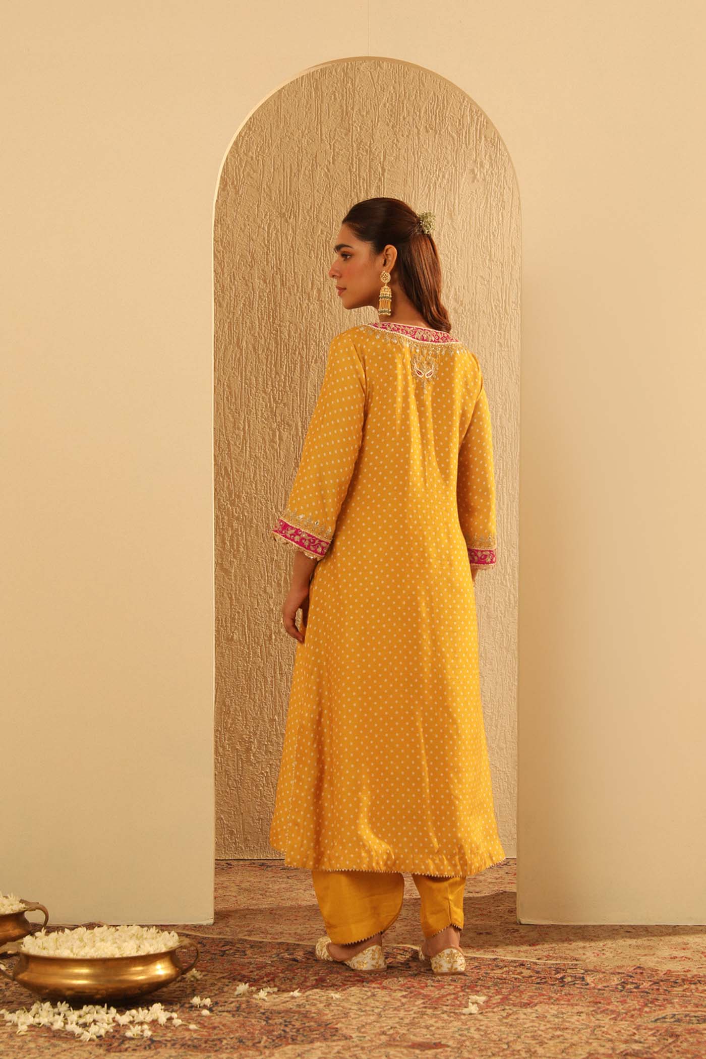 Siara - Mustard Long A-line Choga with Salwar (Lxrts)