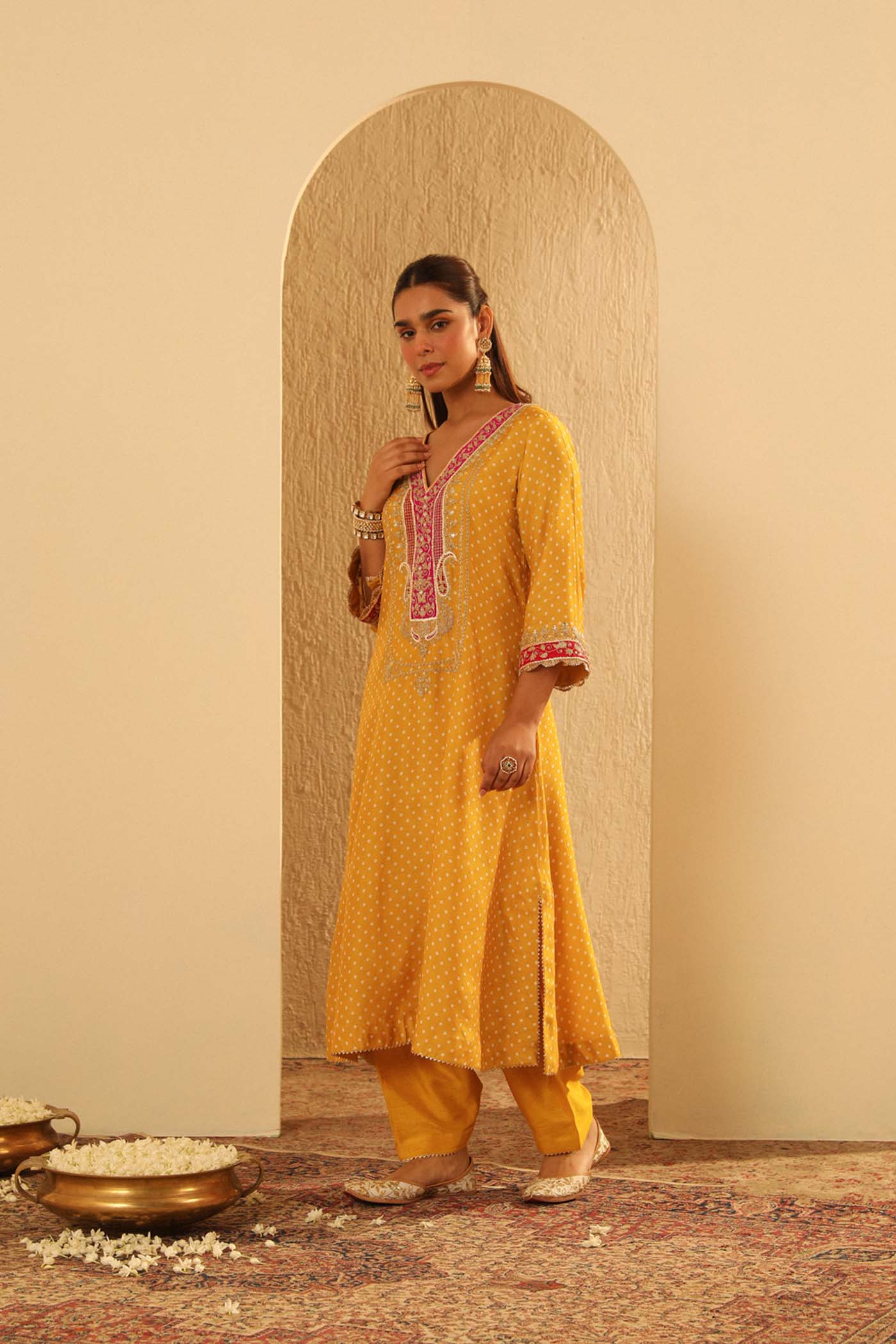 Siara - Mustard Long A-line Choga with Salwar (Lxrts)