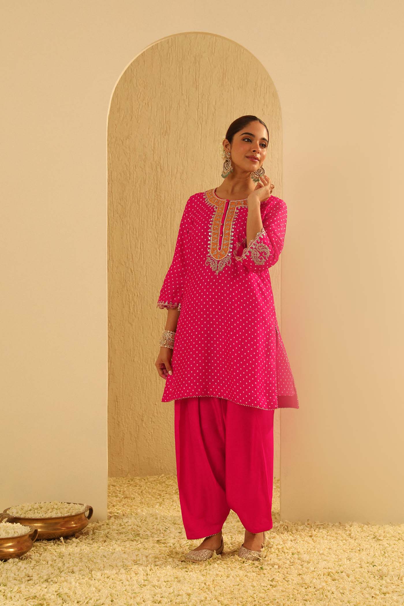 Noora - Hotpink Short Kurta with Salwar (Lxrts)