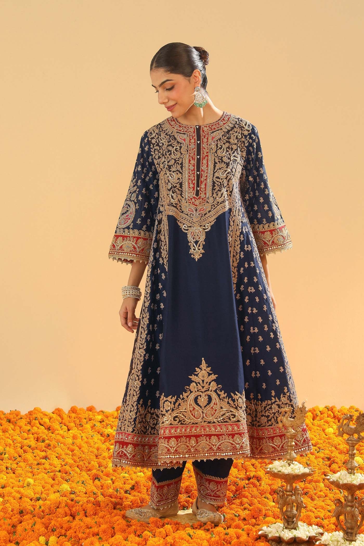 Hana - Deep Blue Long Kalidaar Chauga with Salwar (Lxrts)