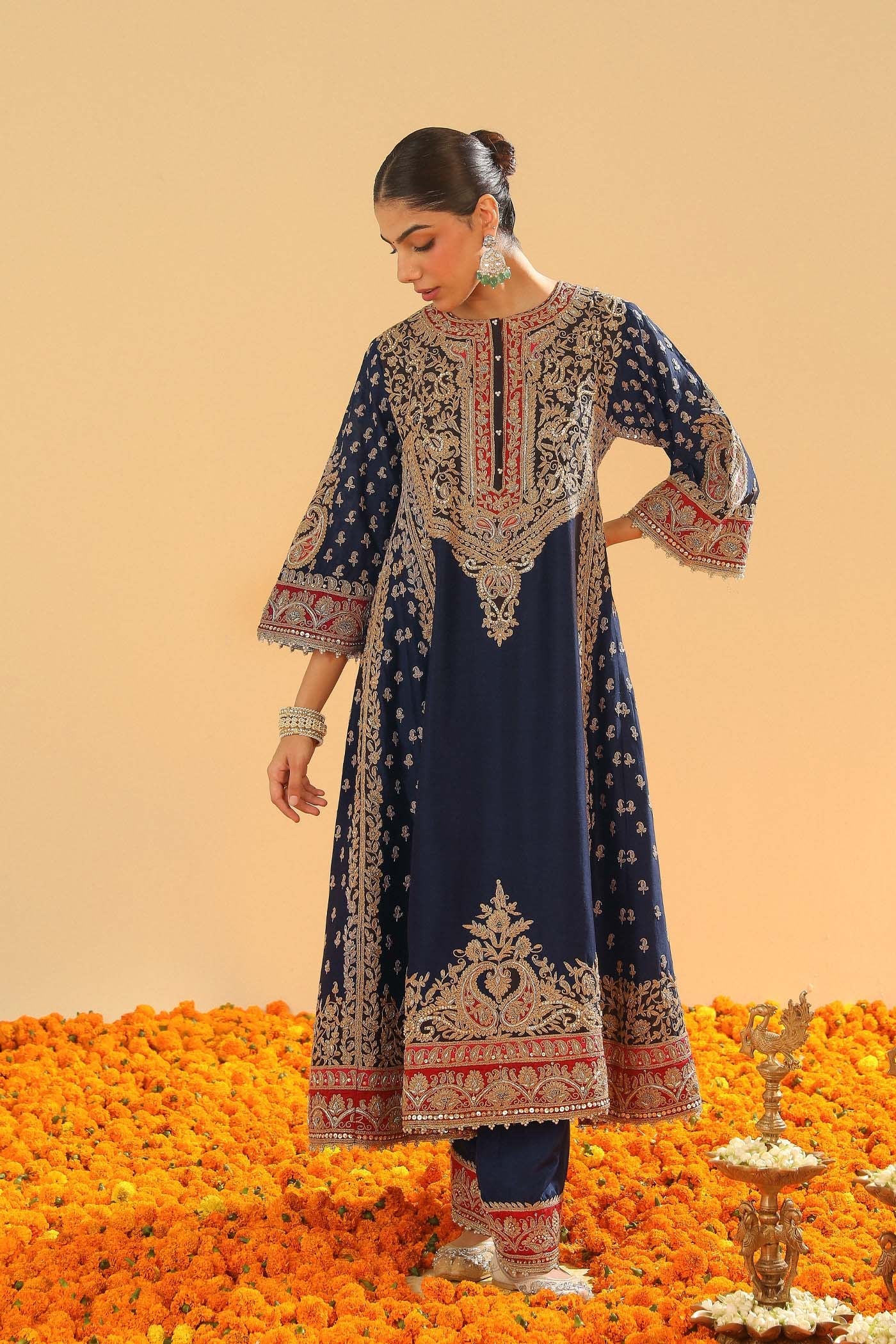 Hana - Deep Blue Long Kalidaar Chauga with Salwar (Lxrts)