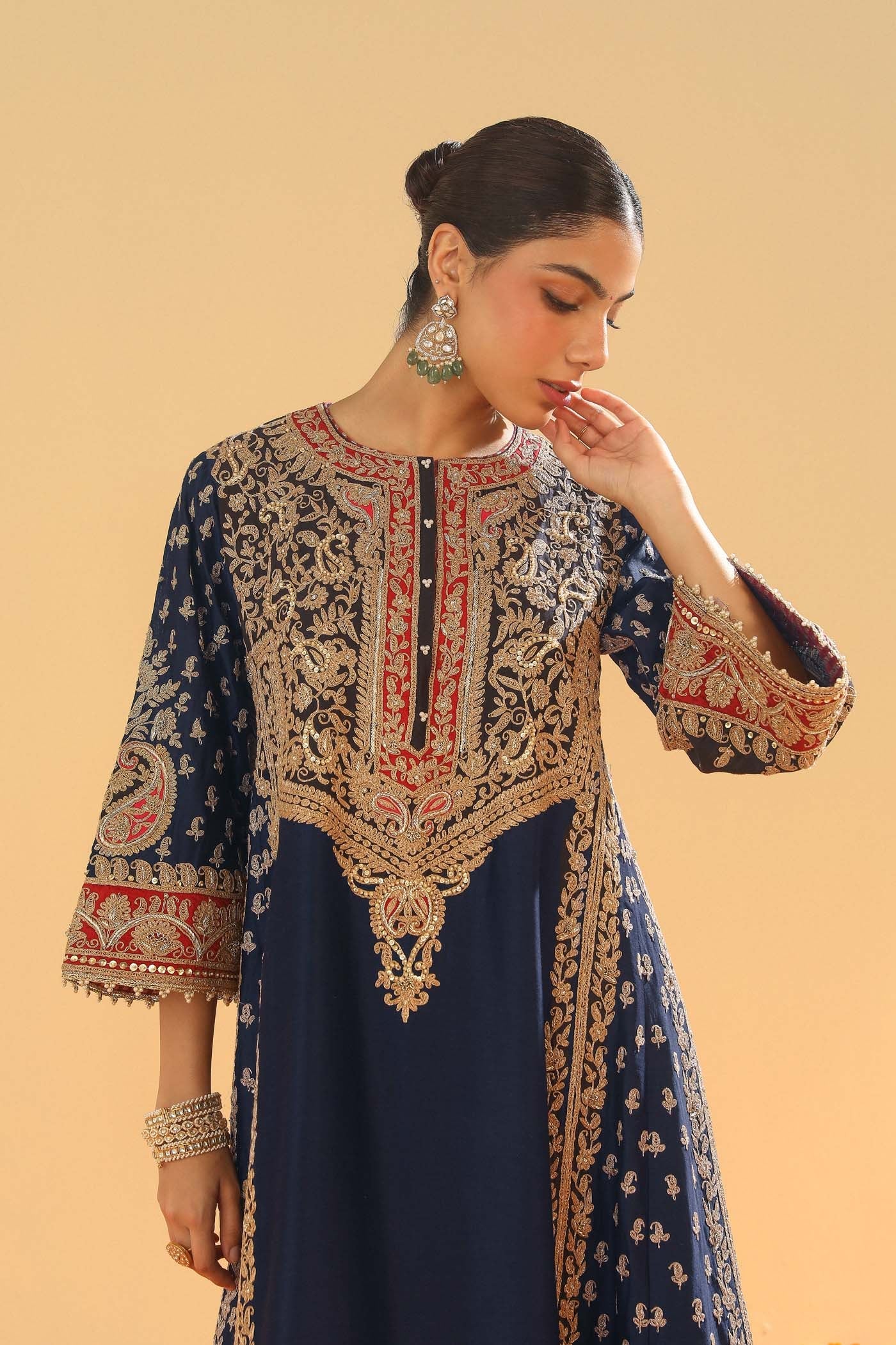 Hana - Deep Blue Long Kalidaar Chauga with Salwar (Lxrts)