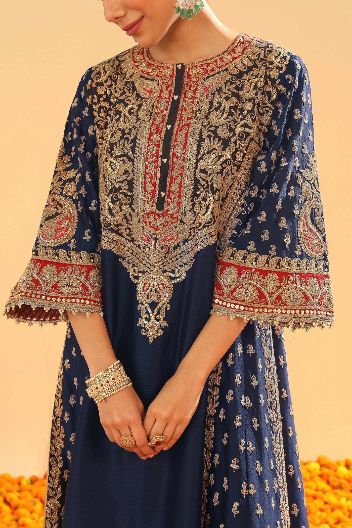 Hana - Deep Blue Long Kalidaar Chauga with Salwar (Lxrts)
