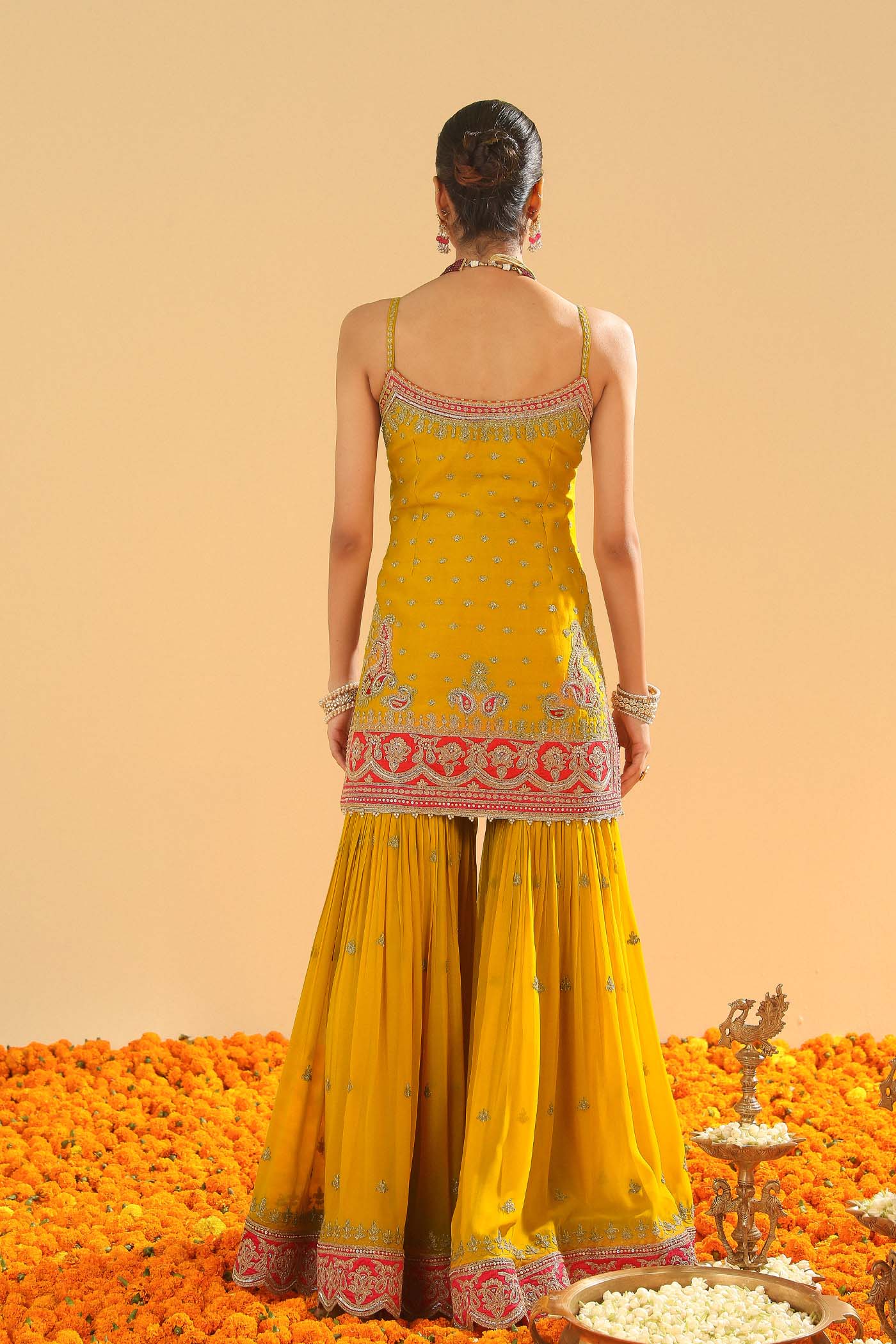 Mehan - Mustard Short Kurta with Garara