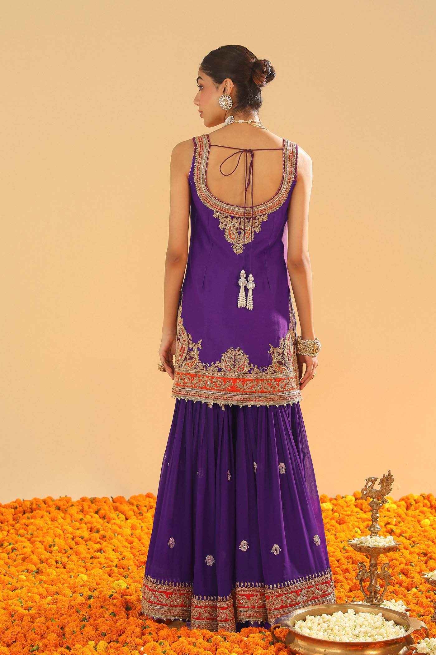 Maziyah - Deep Purple Short Kurta with Garara (Lxrts)