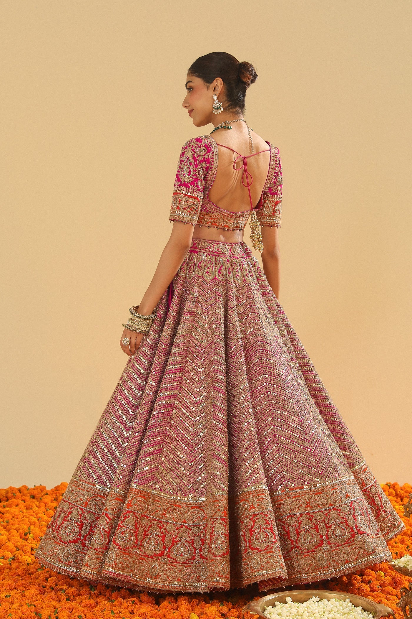 Anahira - Hotpink Blouse with Lehenga and Dupatta (Lxrts)