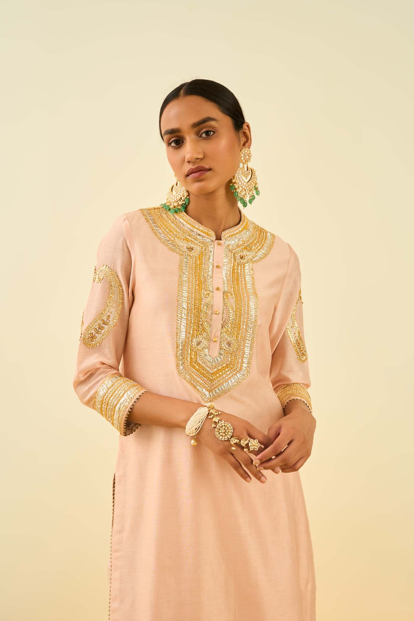 Aliyah- Rosepink straight long kurta with palazzo