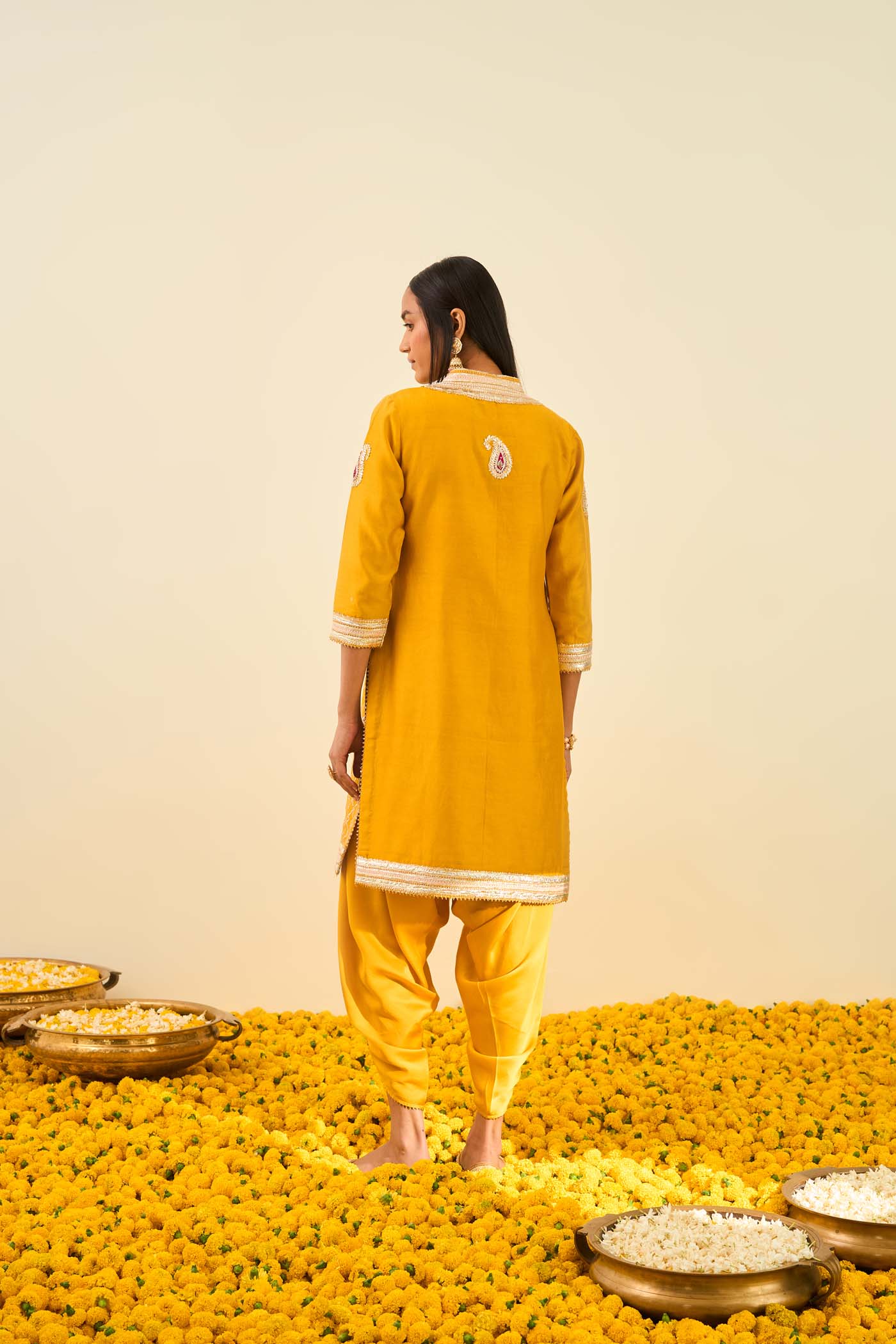 Aliza Glaze Mustard kurta with dhoti