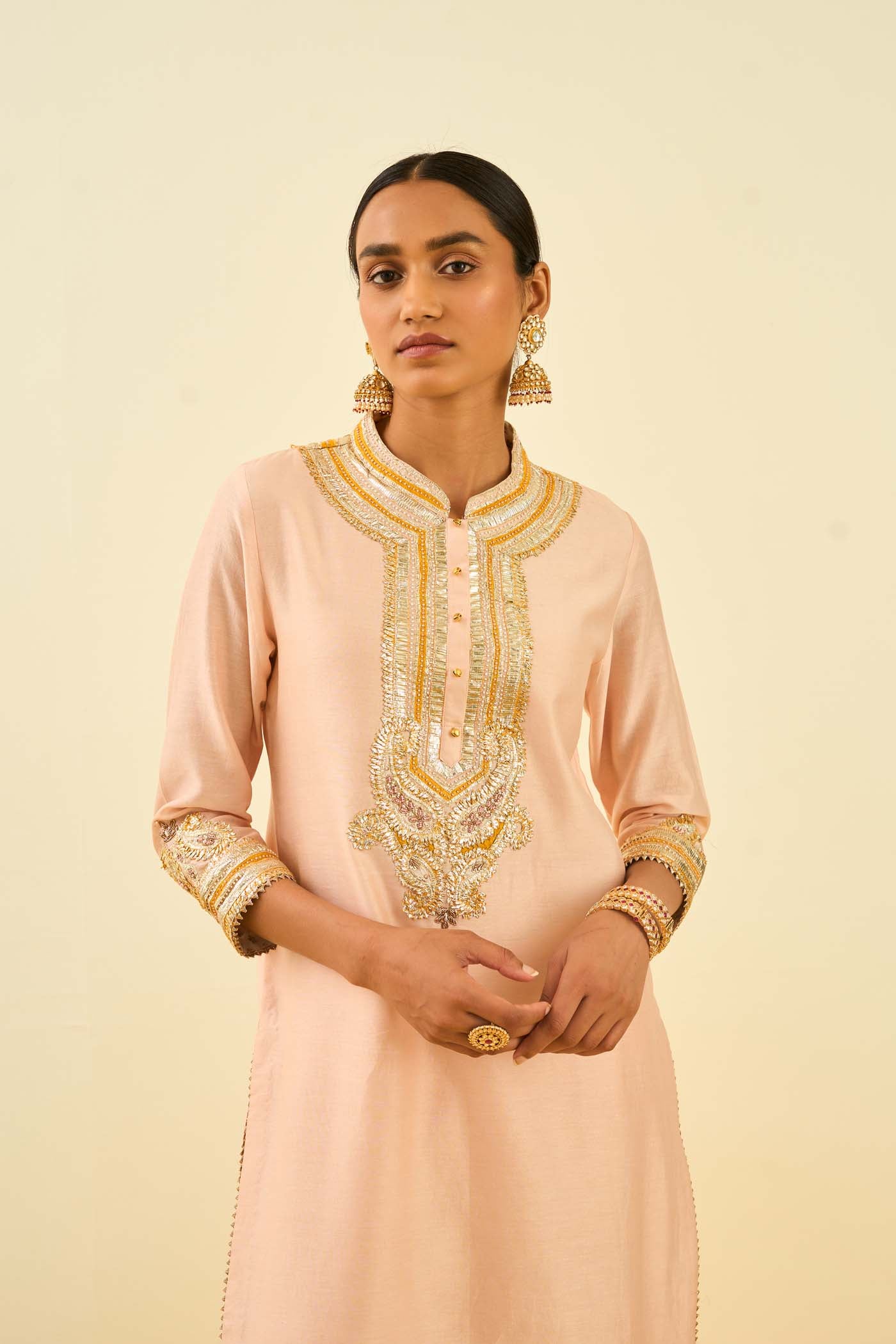 Arisah- Rosepink straight long kurta with palazzo